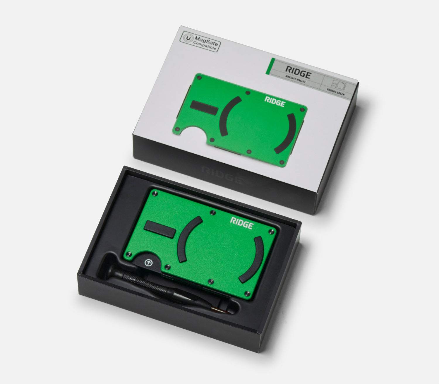Ridge Wallet for MagSafe - Slim RFID Blocking Minimalist Wallet (Voodoo Green) - Perfect for Everyday Carry & Travel Accessories