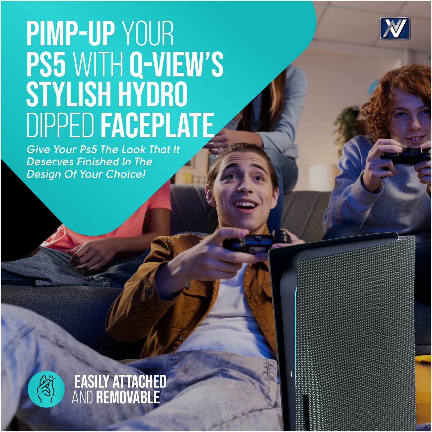 Custom Design Q-View PS5 Hydro Faceplate Cover - Premium Carbon Fiber PS5 Accessories for Gaming Setup & Home Decor