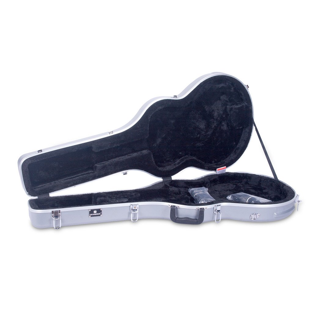 Crossrock 335 Semi-Hollow Electric Guitar Case - Silver with Backpack Option | Durable Protection for Travel & Stage Performances