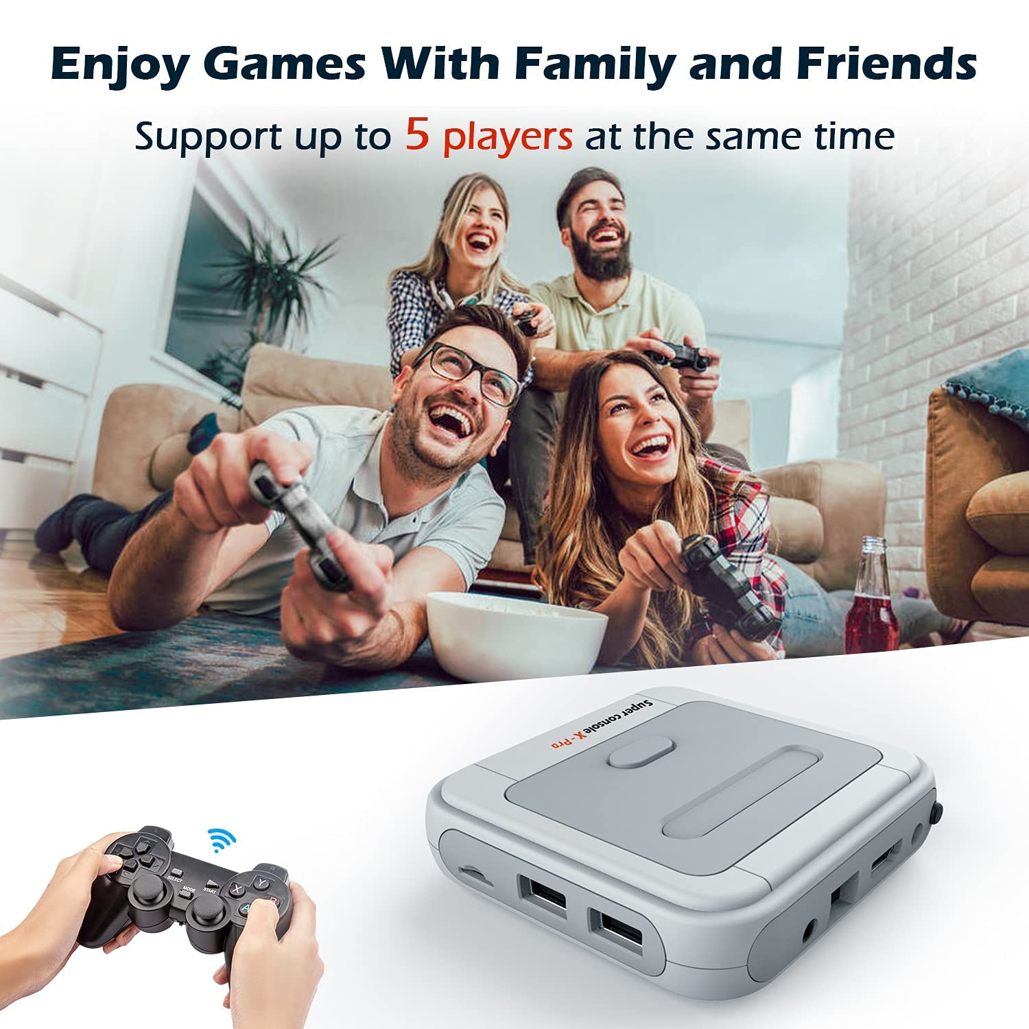 Kinhank Retro Game Console 128GB - Super Console X PRO with 55,000+ Preloaded Games | 4K TV HD/AV Output | Dual System Support - Perfect for Family Game Nights & Retro Gaming Enthusiasts