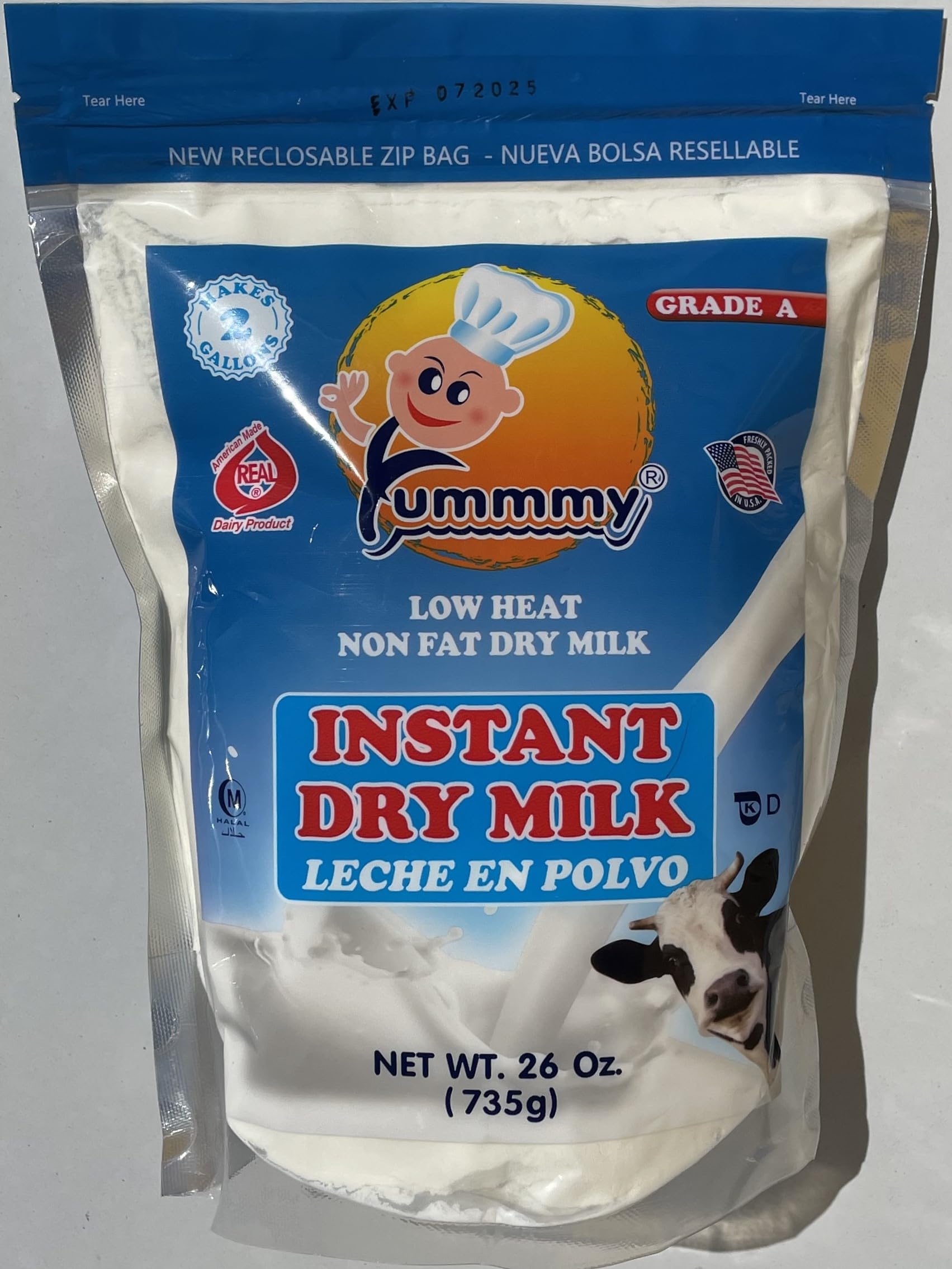 Yummy Instant Nonfat Dry Milk Powder 26 oz - Grade A, Kosher & Halal Certified, Made in USA | Perfect for Baking, Coffee Creamer, Smoothies, and Cooking