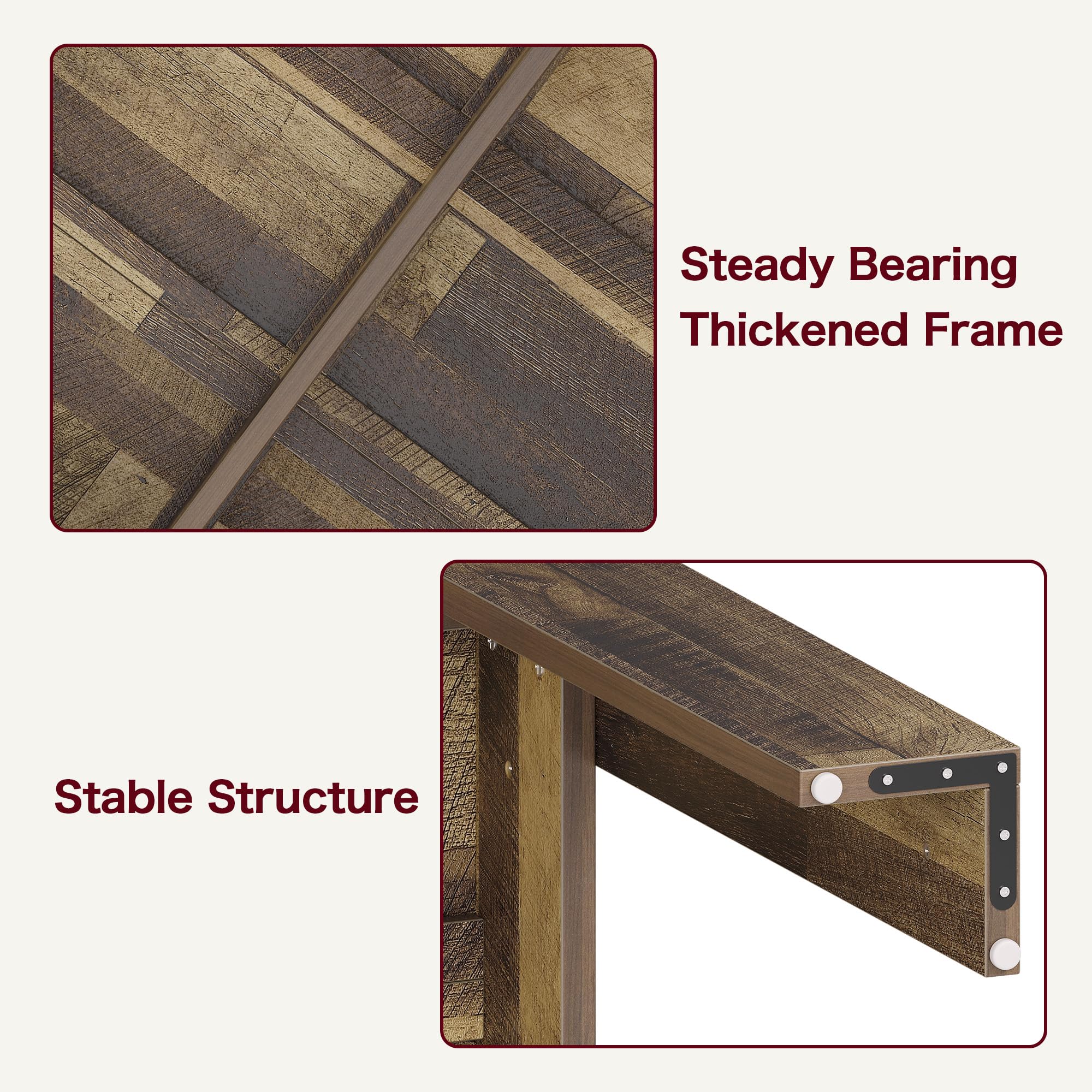 Rustic Brown Rectangular Dining Table for 4-6 People | 1.18