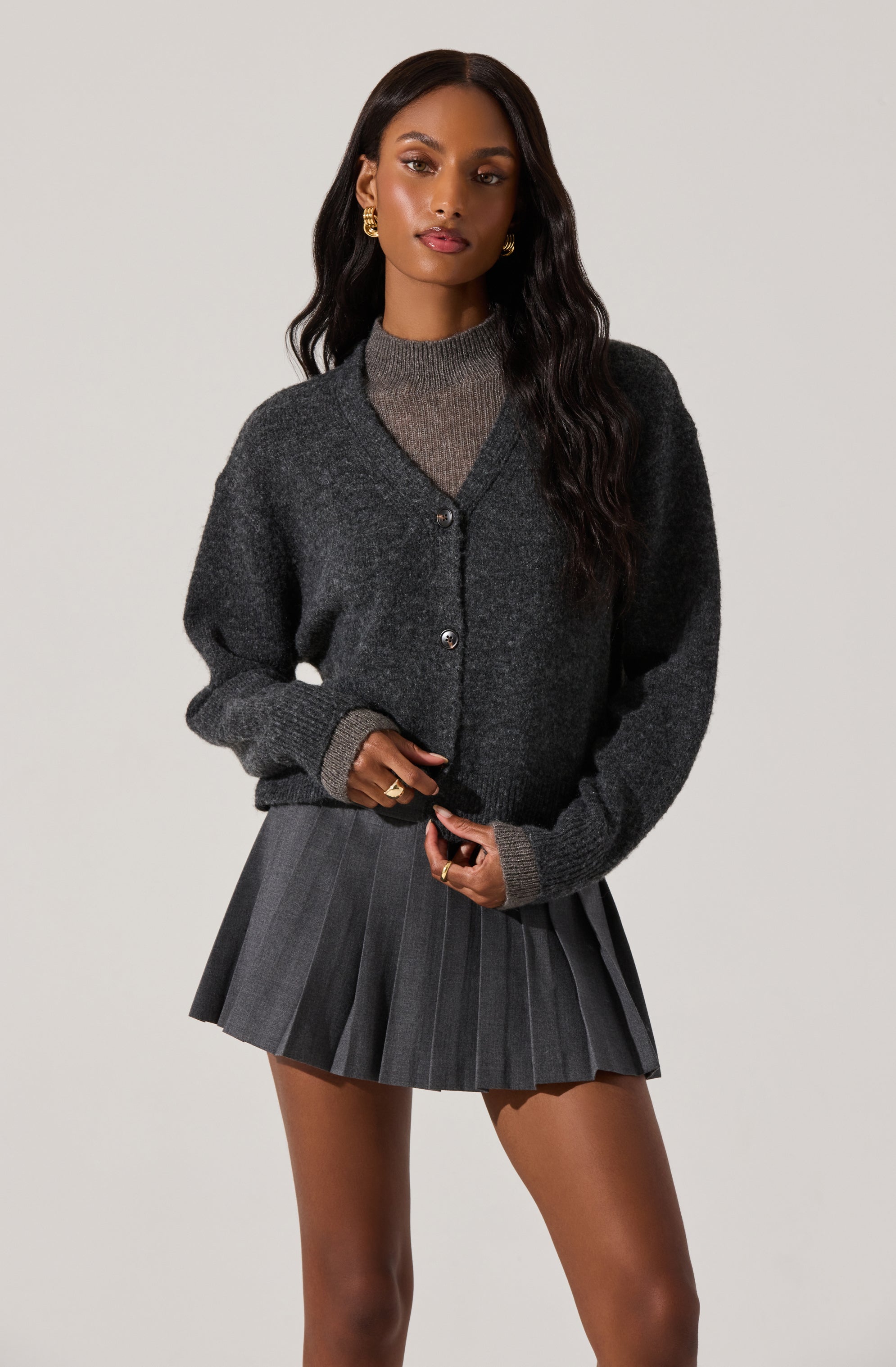 Women's Chunky Knit Layered Turtleneck Cardigan Sweater - Cozy Winter Pullover for Office, Date Night & Casual Outfits