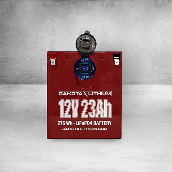 12V 23Ah Rechargeable Lithium Battery with Dual USB Ports & Voltmeter - Perfect for Solar Power Systems, Electric Scooters, and Marine Applications