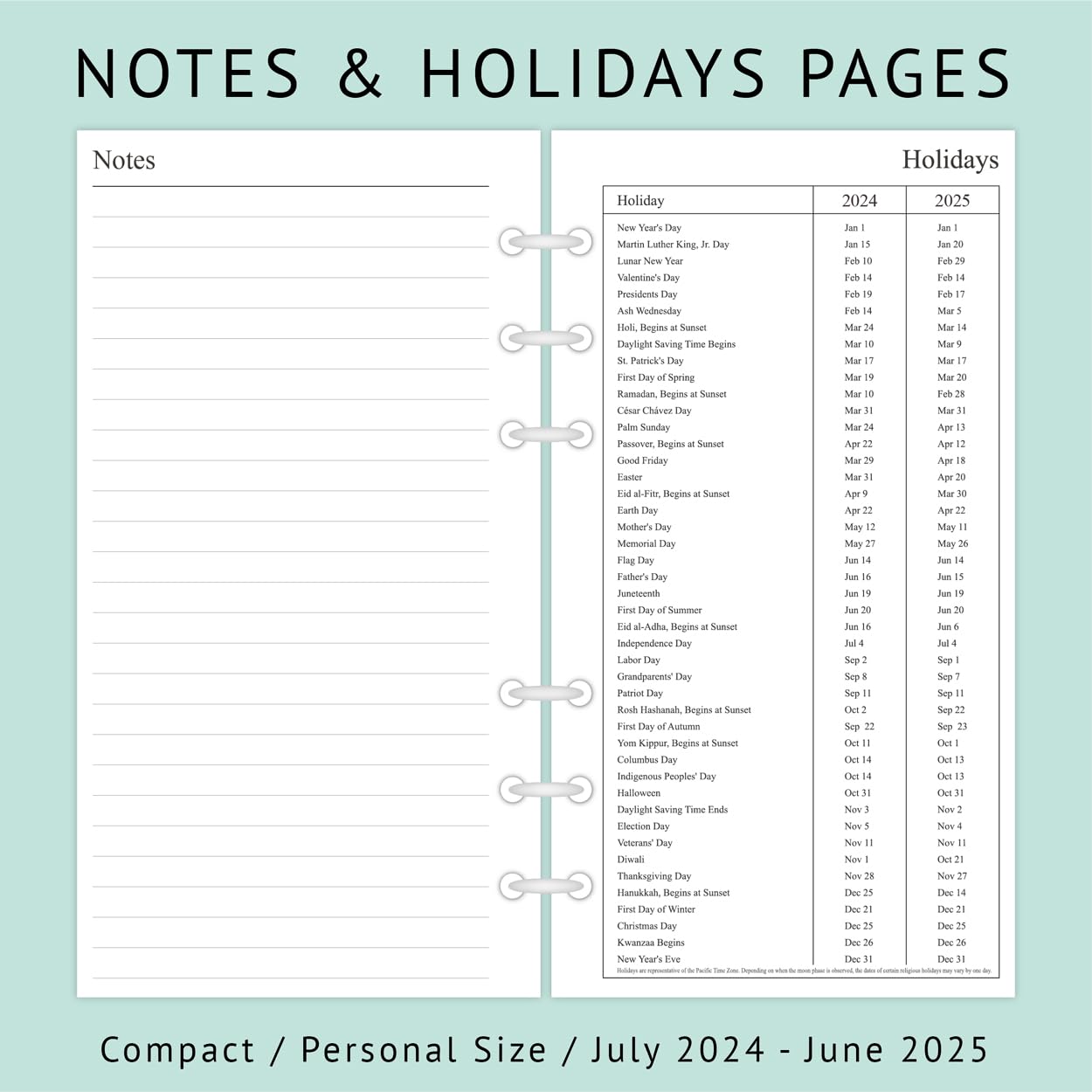 Newestor 2024-2025 Planner Refill - Weekly & Monthly Calendar from July 2024 to June 2025 - 3.75