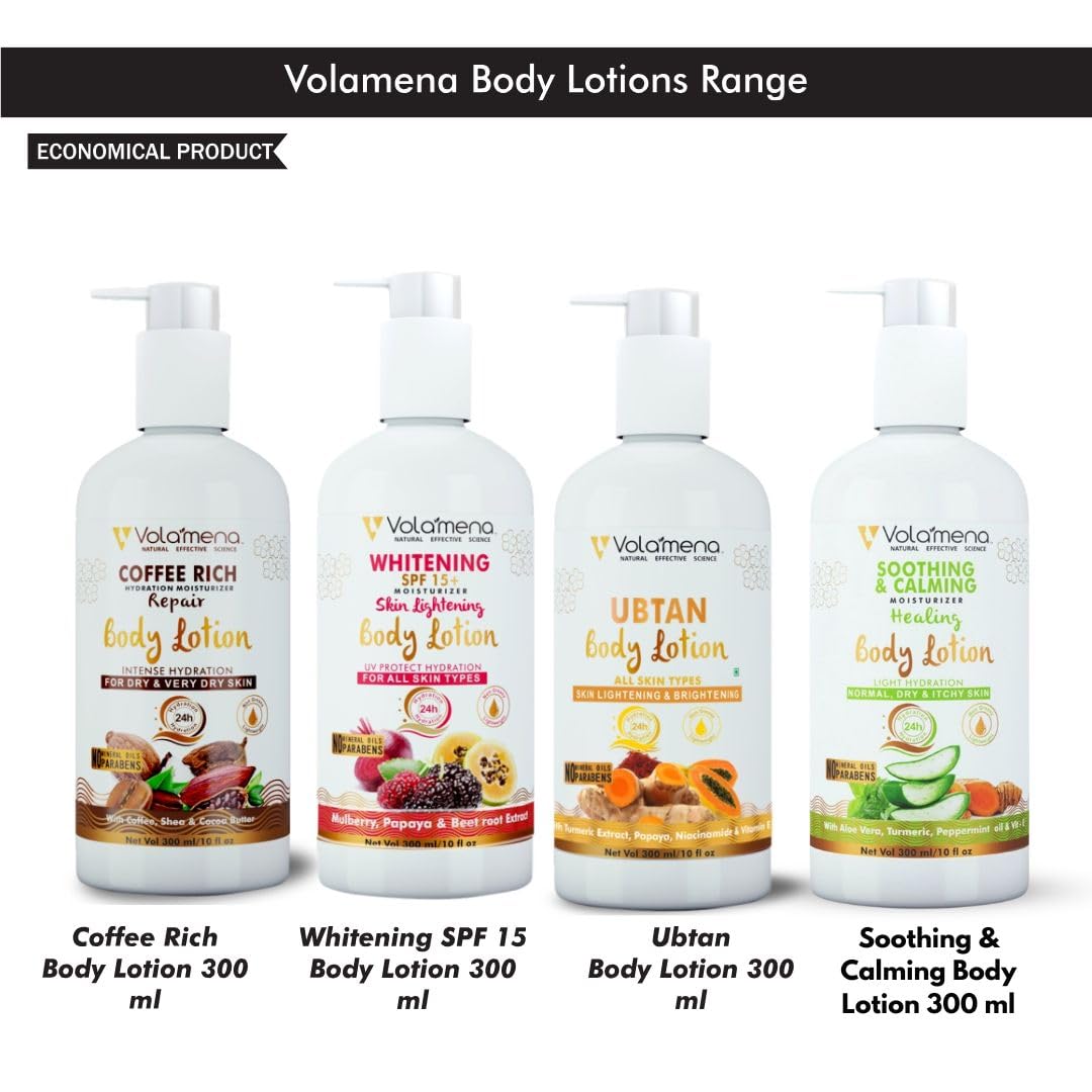 Volamena Coffee Rich Hydration Moisturizer Body Lotion for Dry Skin - Non-Greasy, Lightweight Moisturizing Cream for Women & Men (300ml) | Perfect for Daily Hydration, After Shower Care & Winter Skin Protection