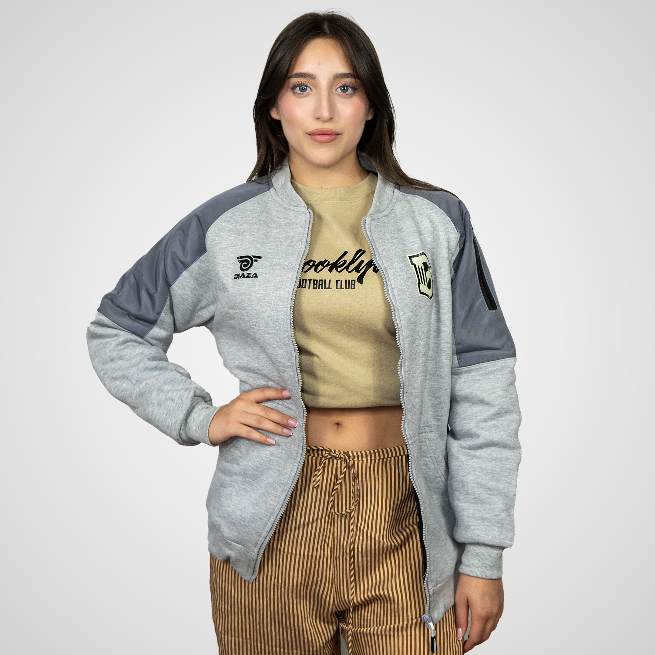 Brooklyn FC Women's Vintage Jacket Grey | Retro Soccer Jacket for Women | Perfect for Game Day, Casual Wear & Fan Apparel
