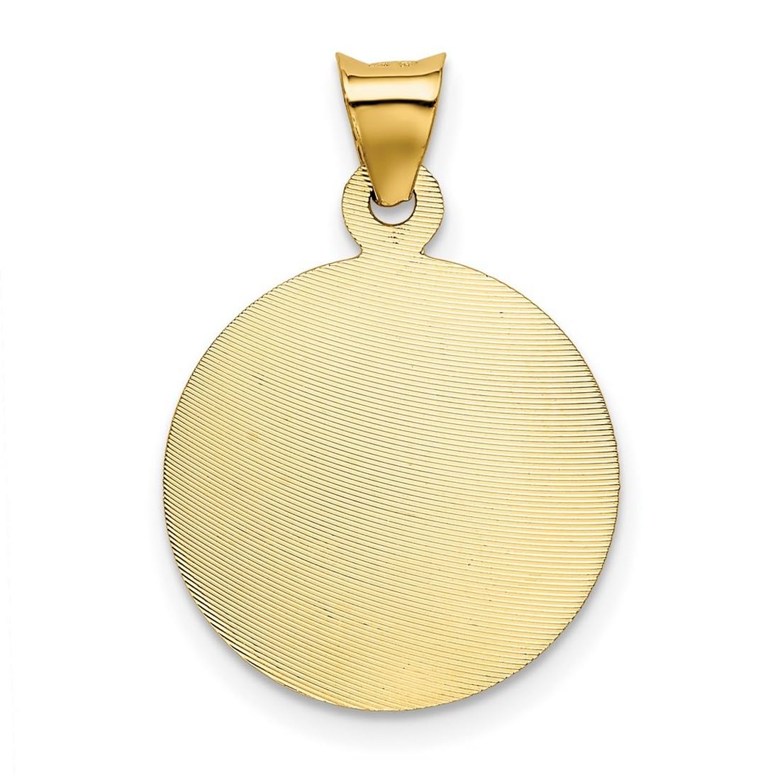 14K Yellow Gold & Rhodium Plated Lady of Guadalupe Pendant Necklace - Sparkle Cut Circle Charm (23.4x16mm) for Women | Religious Jewelry Gift for Baptism, First Communion & Everyday Wear