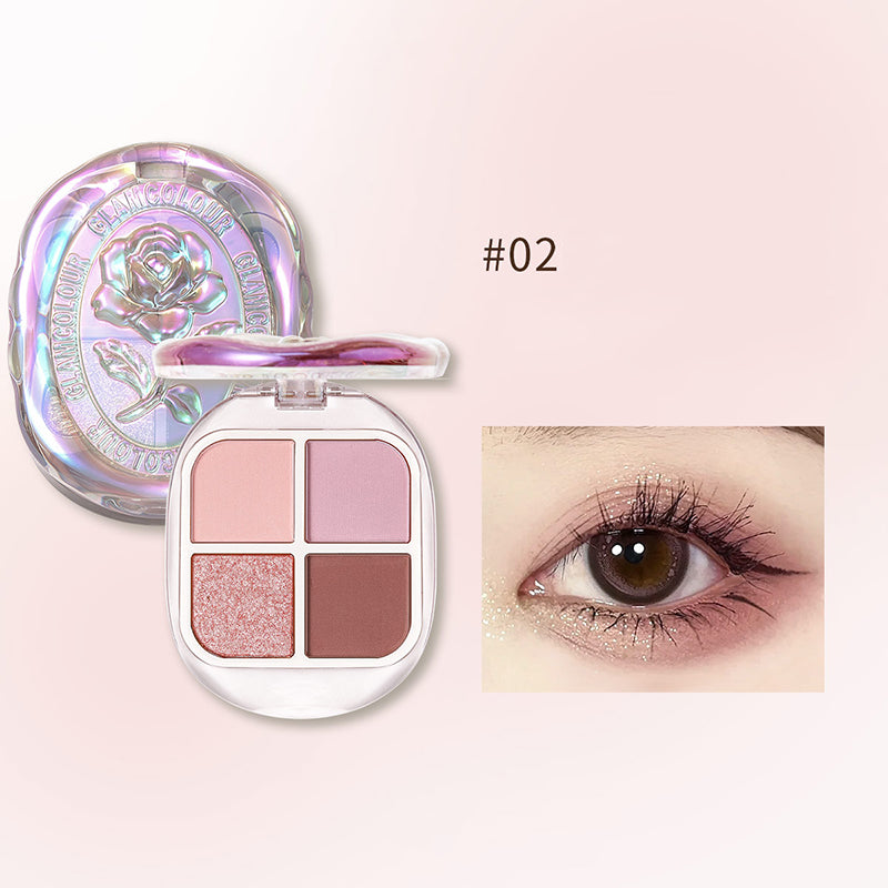 GlamColour Fire Gloss Quad Eyeshadow Palette - 4 Highly Pigmented Matte & Shimmer Eyeshadows for Day & Night Makeup Looks | Perfect for Parties, Date Nights & Special Occasions