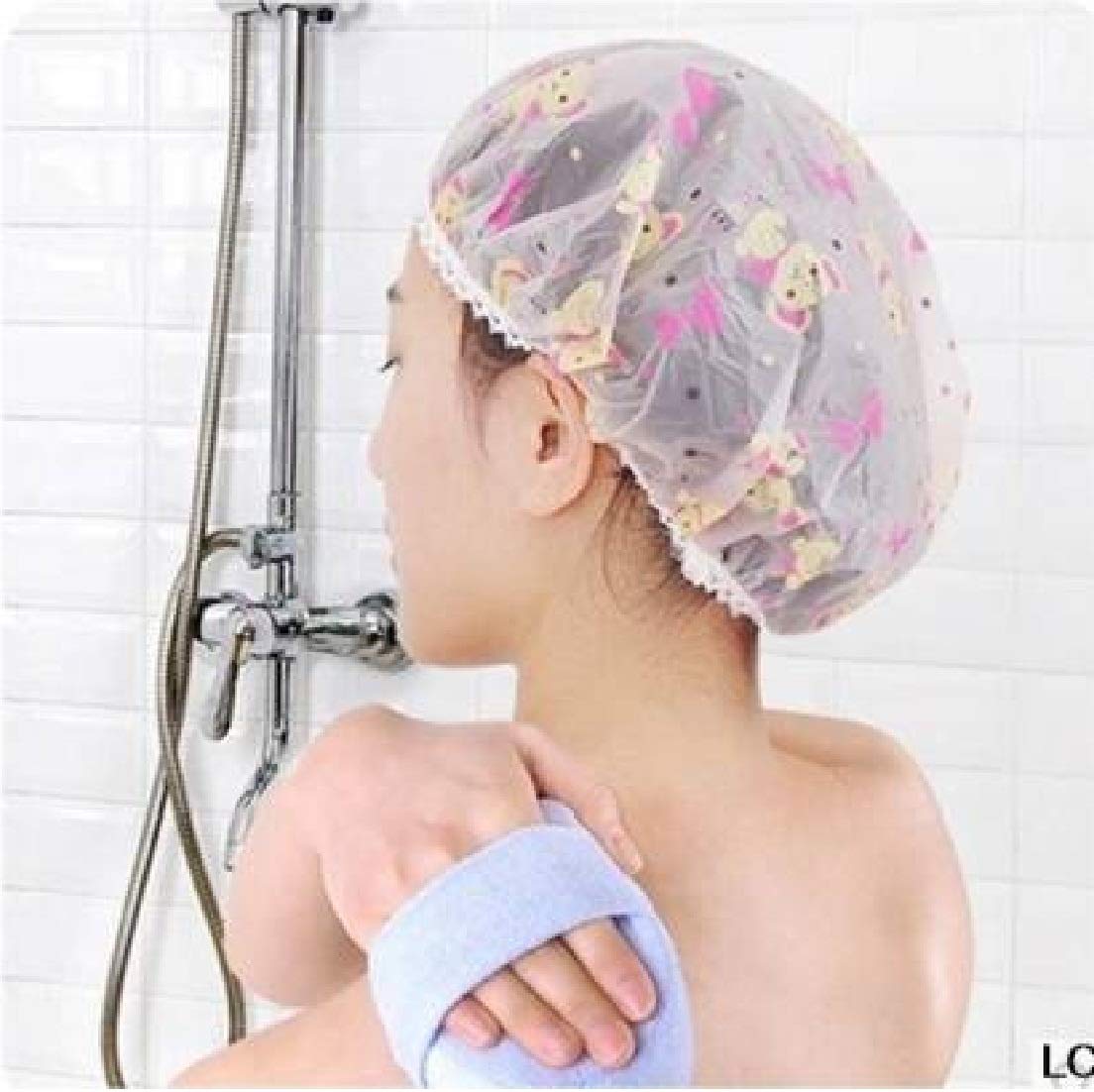 CRIYALE Waterproof Reusable Shower Cap for Women & Men - 3 Pack Hair Protection for Bathing, Swimming & Spa - Premium Elastic Shower Caps for Long Hair, Travel & Salon Use
