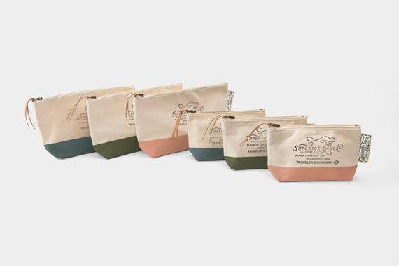 TRAVELER'S COMPANY x The Superior Labor Engineer Pouch - Medium Size Olive for Travel & Work Organization | Perfect for Tech Accessories, Stationery & EDC Essentials
