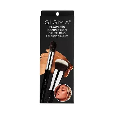 Sigma Beauty Flawless Complexion Brush Duo Set - Professional Makeup Brush Kit for Foundation & Concealer Application - Perfect for Everyday Makeup & Photo Shoots