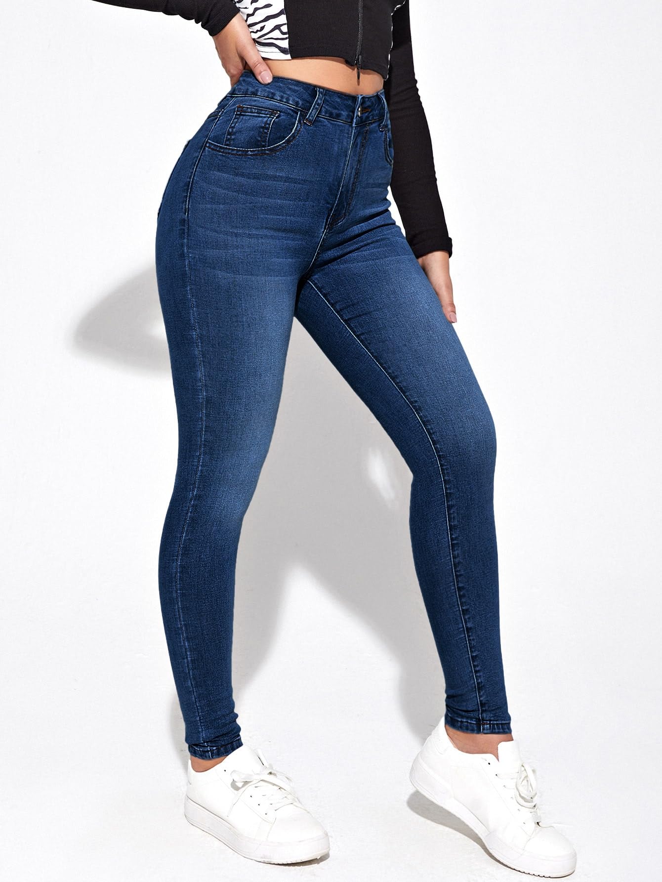 Floerns Women's High Waist Stretchy Skinny Jeans - Comfortable Casual & Workout Denim Pants for Everyday Wear, Yoga, Running & Office