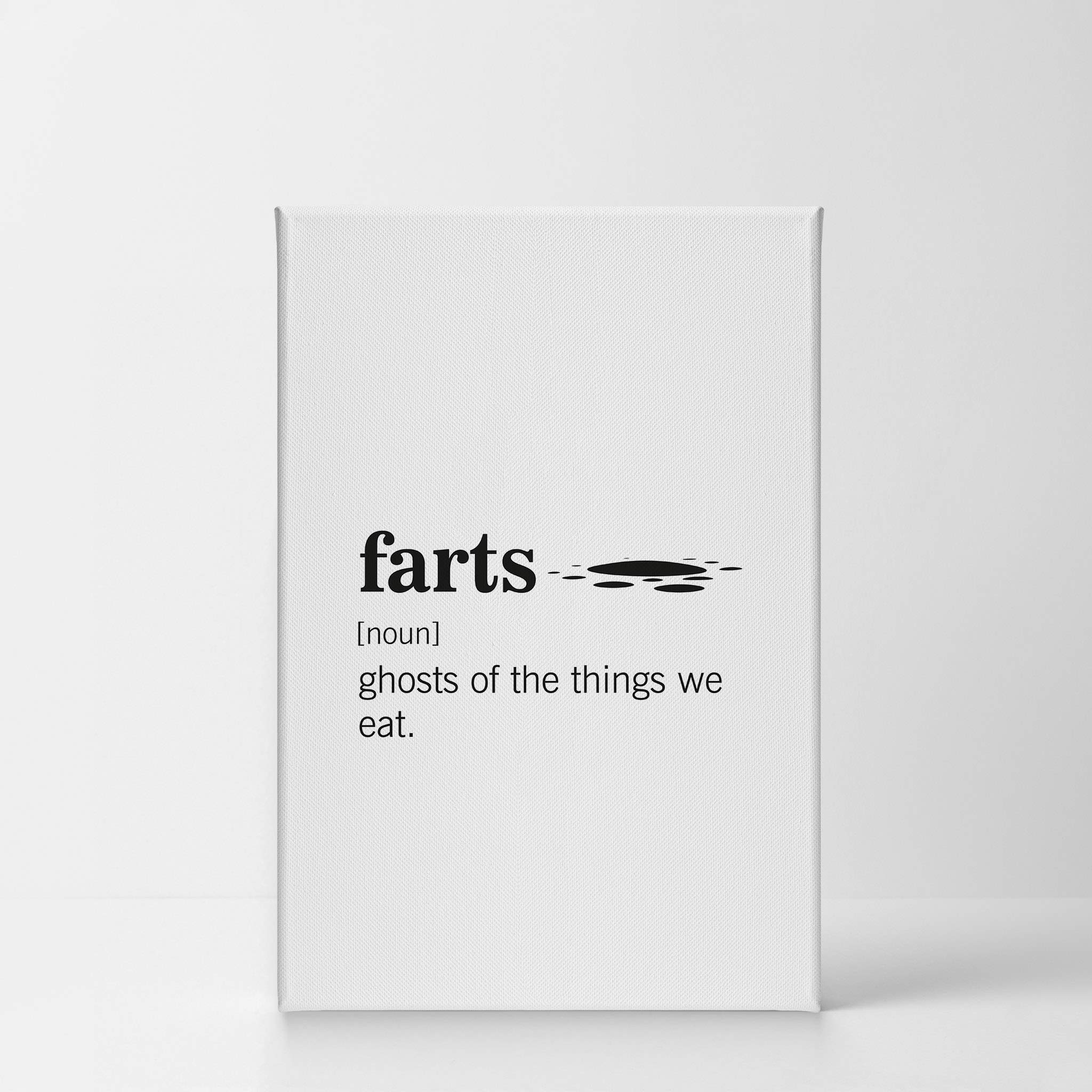 Funny Fart Definition Canvas Print - Smile Art Design Noun Dictionary Quote Bathroom Wall Decor - Ready to Hang 36x24 - Perfect for Toilet Humor & Bathroom Art - Made in USA