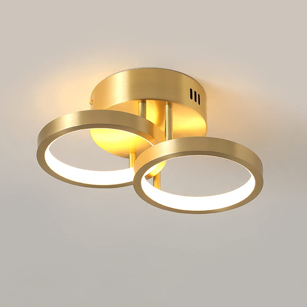 Modern Brass LED Flush Mount Ceiling Light - Creative Hanging Lamp for Bedroom, Bathroom & Entryway - Minimalist Close-to-Ceiling Fixture for Home Decor & Lighting Solutions