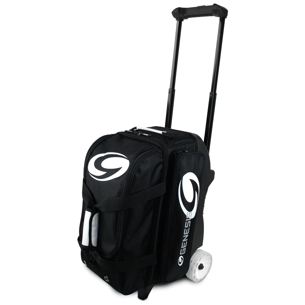 Genesis Sport 2 Ball Roller Bowling Bag - Black | Heavy Duty Bowling Ball Carrier with Shoulder Strap | Perfect for League Play, Tournaments & Practice Sessions