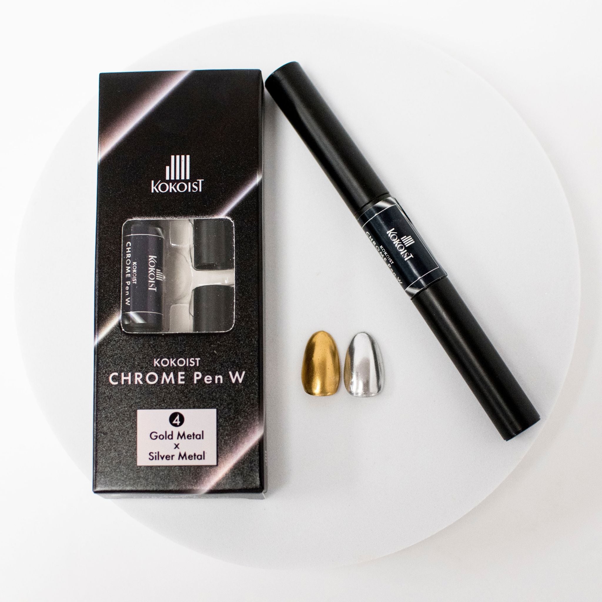 Kokoist Chrome Pen W 04 Gold & Silver Metal Nail Art Brush - Perfect for Gel Nail Designs & Professional Nail Artists