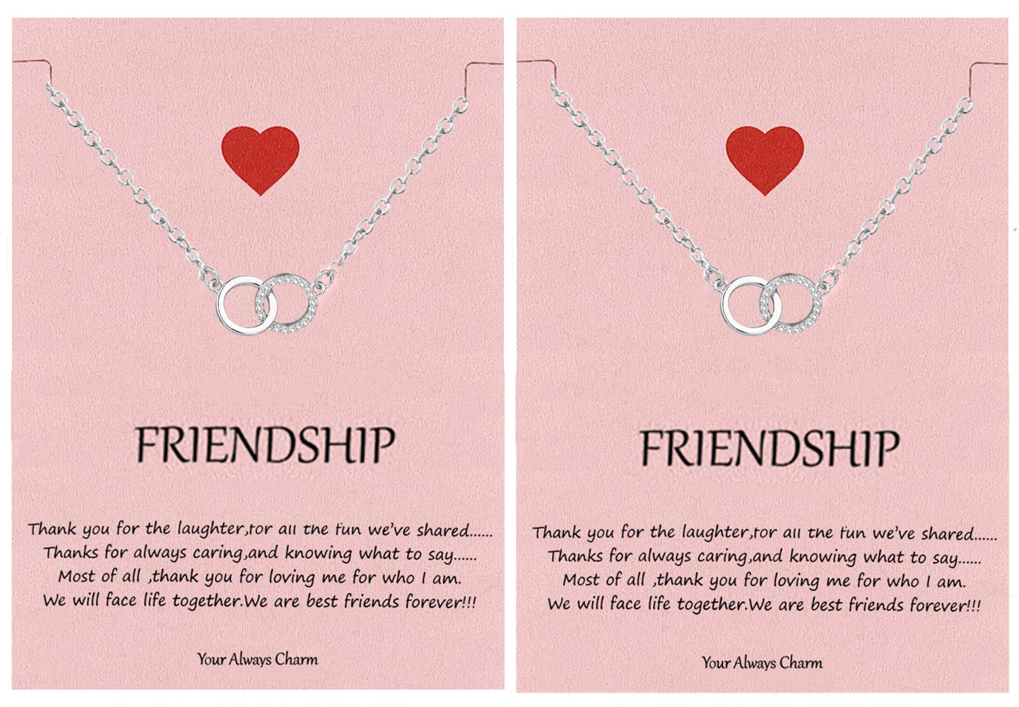 Best Friend Necklace for 2 - Interlocking Circle BFF Necklace Set for Women | Matching Friendship Jewelry Gift for Sisters, Couples | Perfect for Birthdays, Anniversaries & Special Occasions