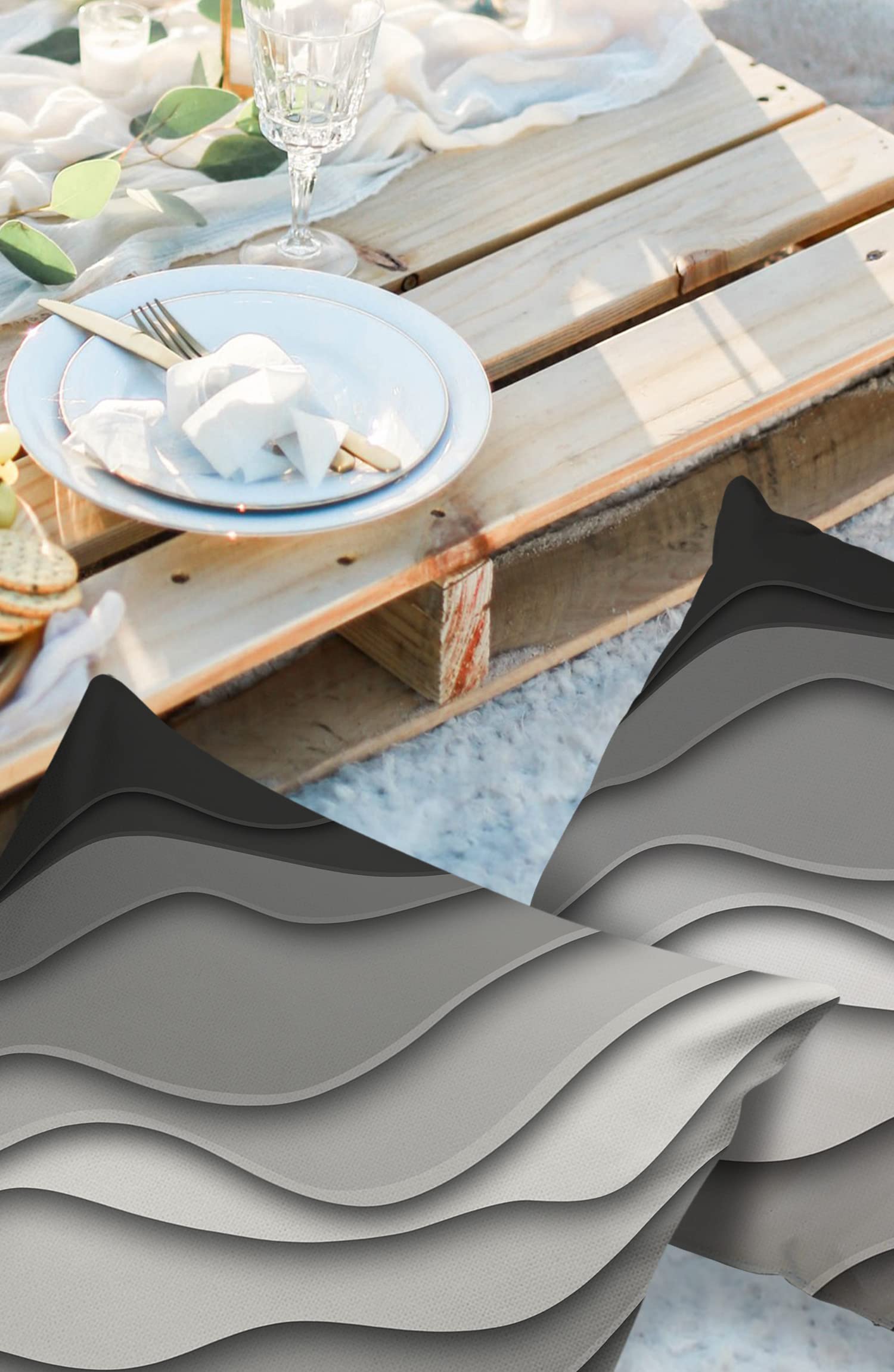 Waterproof Outdoor Throw Pillow Covers Set of 2 - 24x24 Inch Gray Modern Geometric Lumbar Pillowcases, Abstract Beach Design for Patio Furniture, Couch & Garden Decor - Perfect for Poolside Lounging, Backyard Seating & Coastal Home Styling
