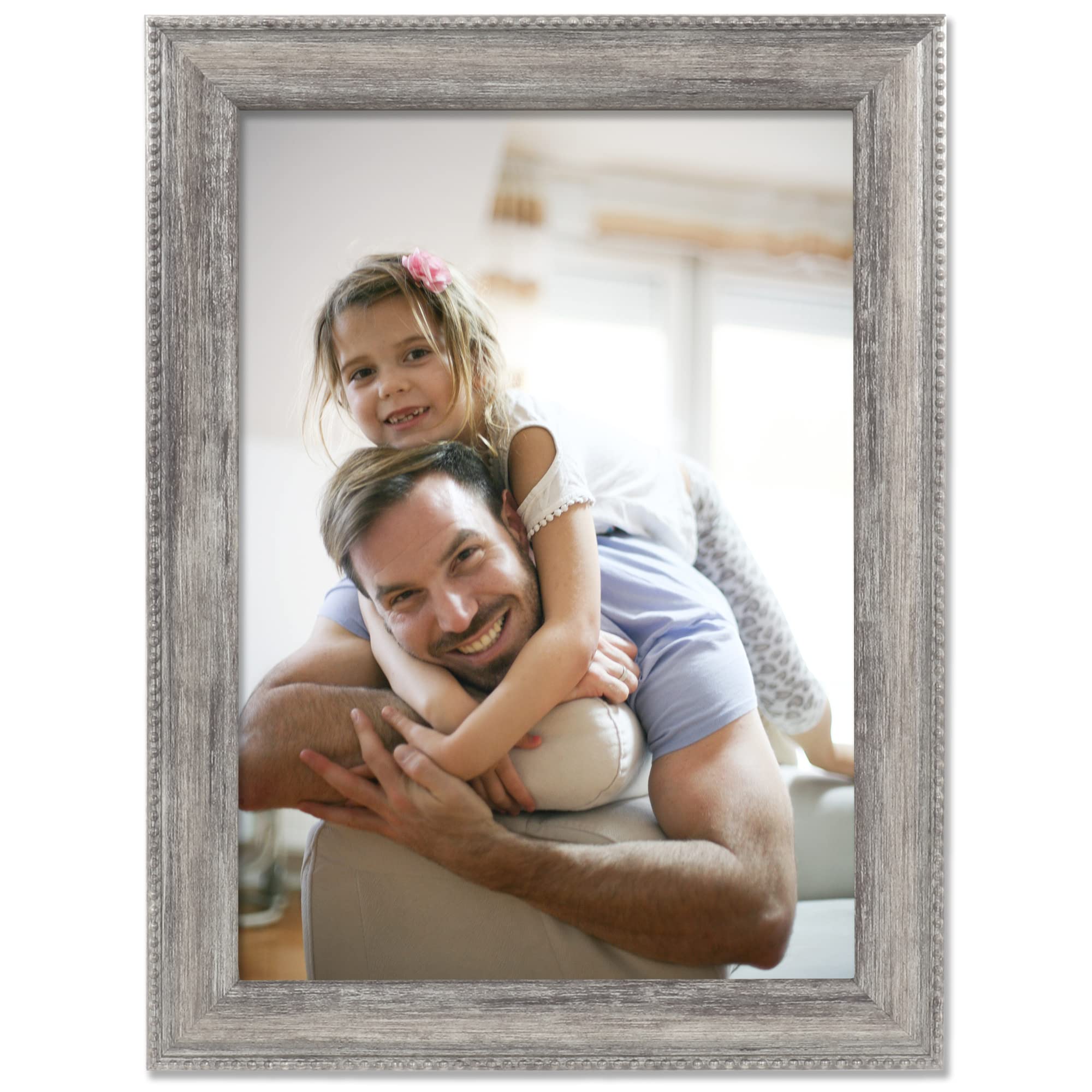 Lawrence Frames Classic Bead Picture Frame 5x7 Inch Silver - Elegant Home Decor for Living Room, Bedroom & Office Display