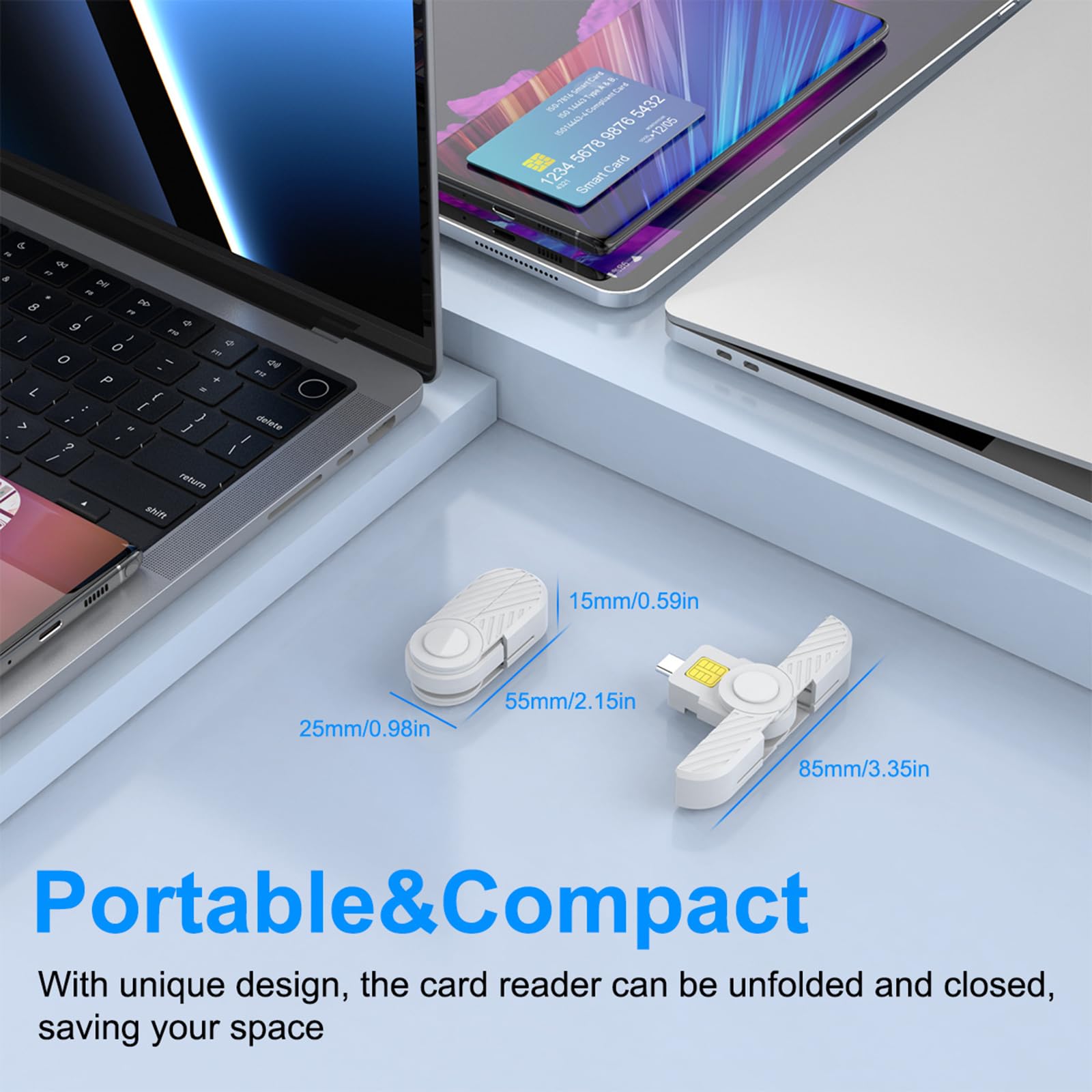 Zeizafa USB C Card Reader - Foldable Multi-Card Reader for Laptops & Phones - Supports SD, Micro SD, SIM & Chip Cards - Perfect for Travel, Office & Data Transfer