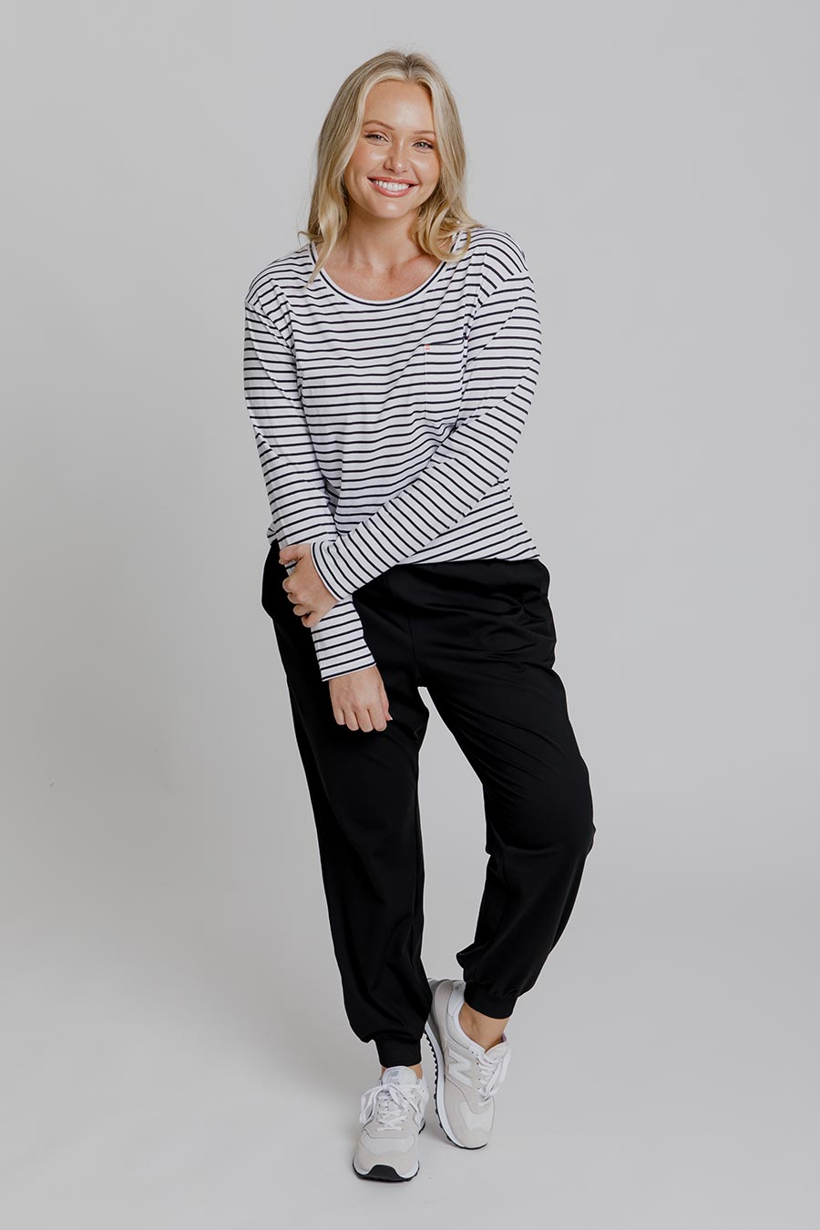 Stylish Black Stripe Long Sleeve Top for Women - Casual & Comfortable Lifestyle Shirt for Everyday Wear, Work, and Outings