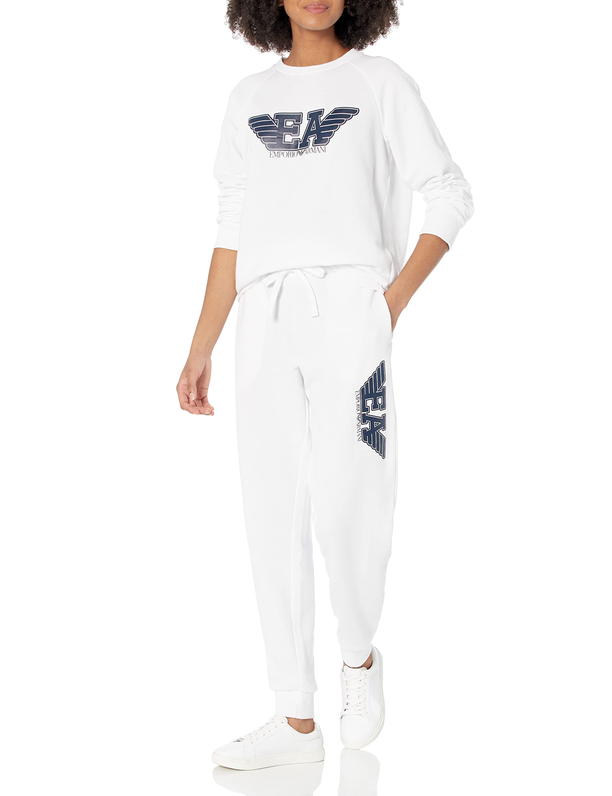 Emporio Armani Women's Iconic Terry Sweater and Pants Set - Soft Lounge Wear for Home, Travel & Casual Outings