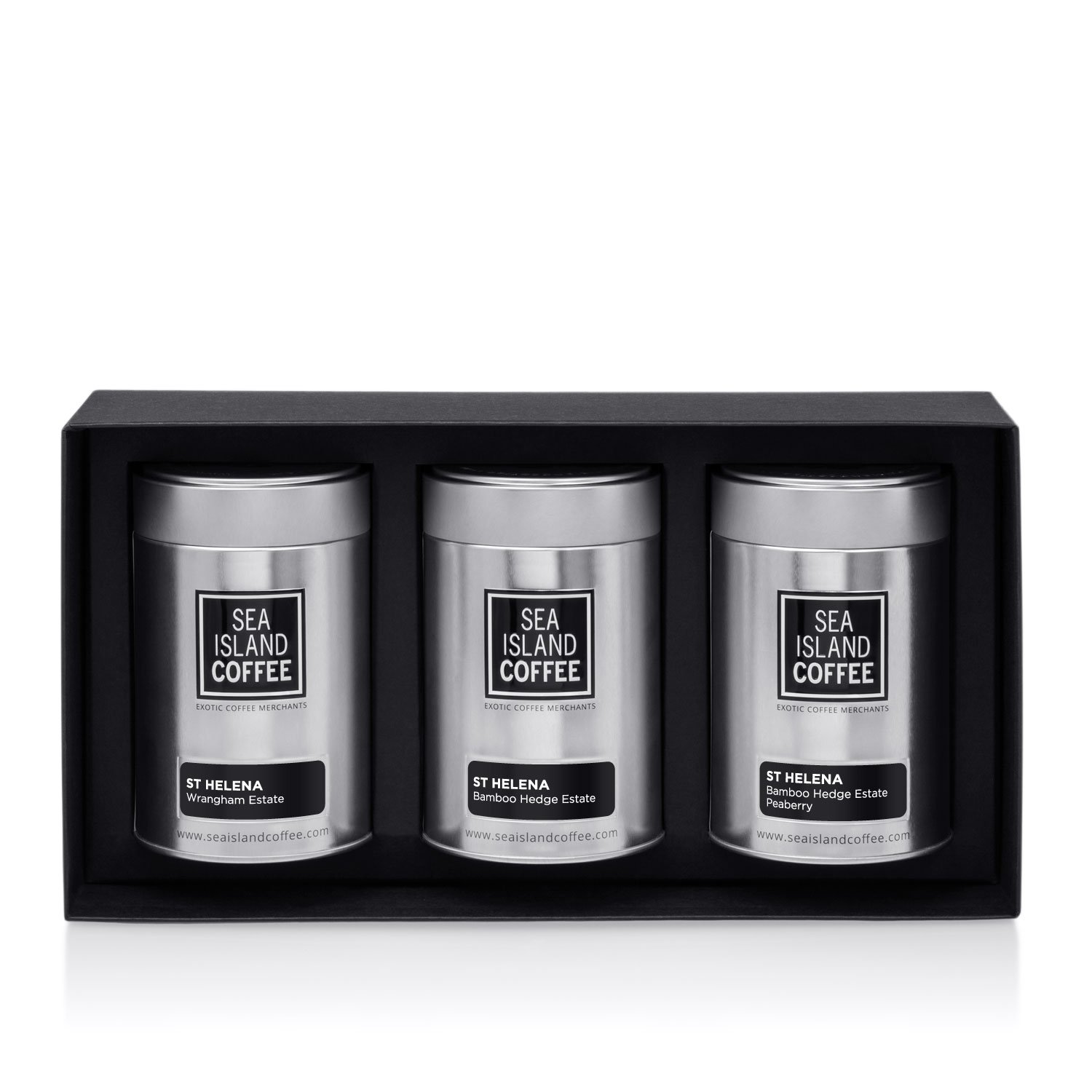 Premium Sea Island Coffee - St Helena Whole Bean Gift Set (3 x 50g Tins) | Gourmet Coffee for Home Brewing, Office & Special Occasions