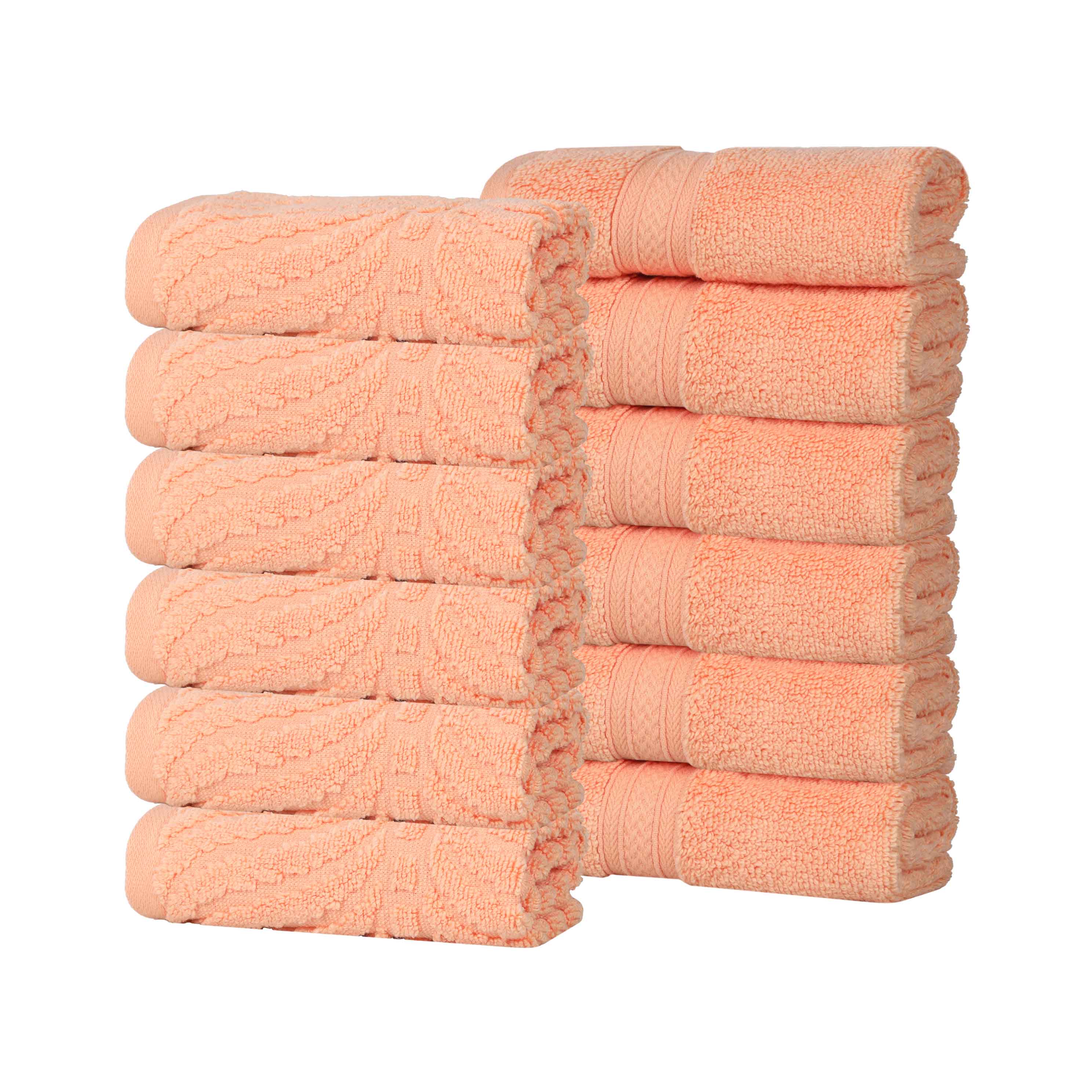 Premium Zero Twist Cotton Jacquard Chevron Face Towels - Set of 12 | Ultra Soft Bath & Hand Towels for Spa, Guest Bathroom & Luxury Home Decor