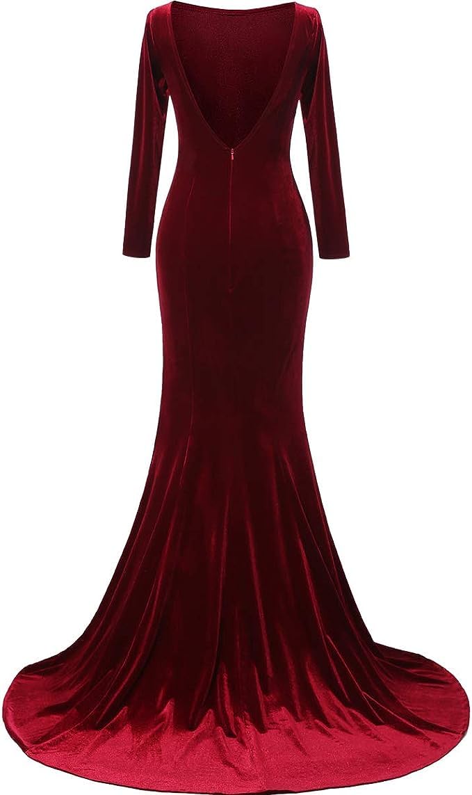 Elegant Court Train Velvet Prom Dress - Long Backless Formal Evening Gown for Women | Perfect for Weddings, Cocktail Parties & Special Occasions