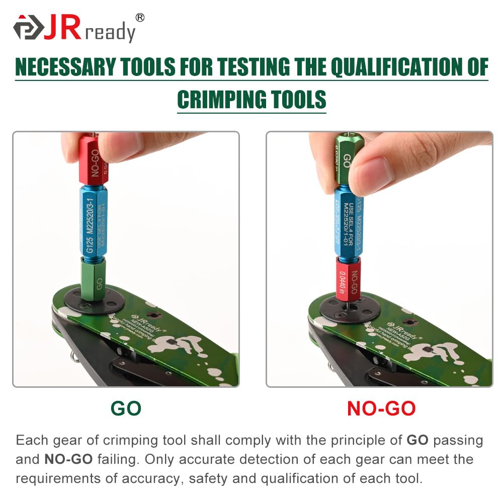 JRready ST2060-AS2G M22520 Aviation Crimp Tool Kit with 7 Positioners & G125 Gauge - 20-32AWG Miniature Connector Crimper for Solid Barrel Contacts in Electronic Systems - Perfect for Aircraft Wiring, Avionics Repair, and Electronics Manufacturing