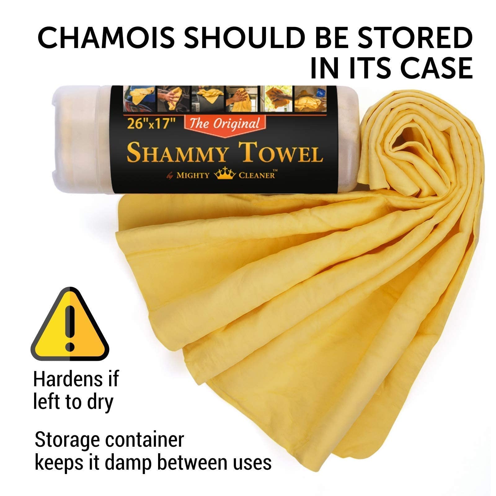 Premium Microfiber Cleaning Cloth for Cars (12”x12”) & Super Absorbent Car Chamois Towel (26