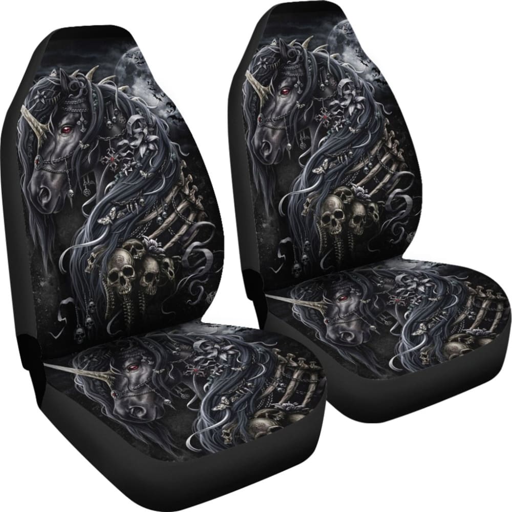 2 Pcs Sugar Skull Horse Car Seat Covers - Unique Mexican Style Design for Cars, Trucks & SUVs - Perfect for Day of the Dead Decor & Automotive Accessories