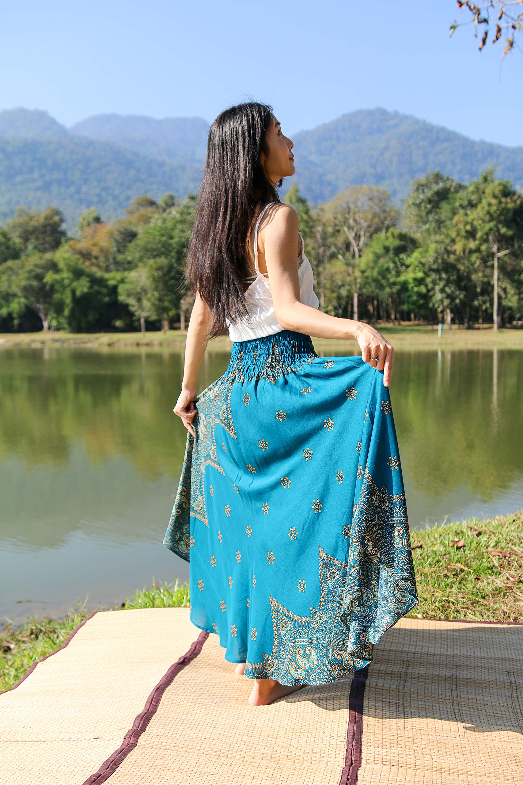Lannaclothesdesign Women's Long Maxi Skirt - Bohemian Gypsy Hippie Style Boho Skirt for Summer | Perfect for Beach, Music Festivals & Casual Outings
