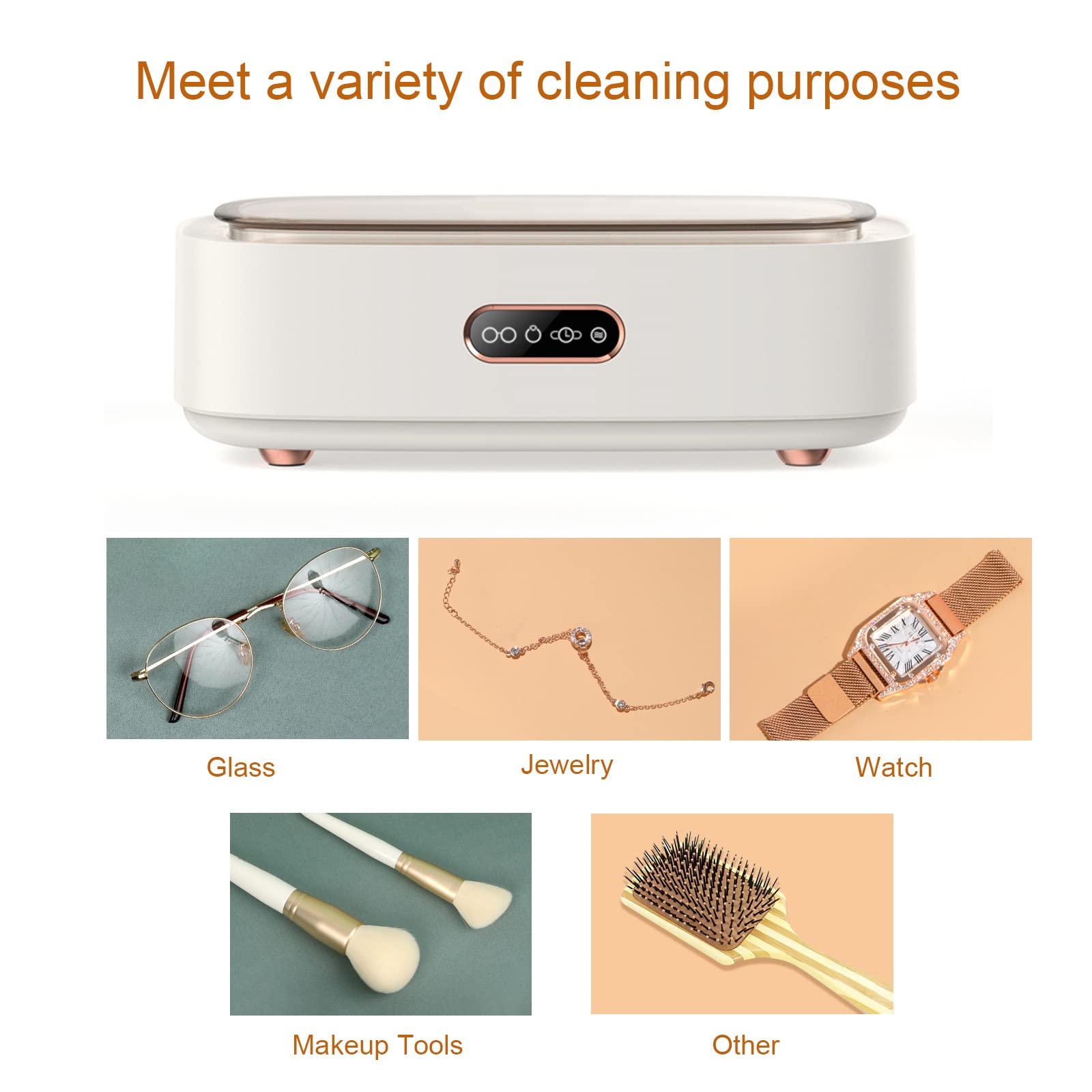 TXTC 300ML Ultrasonic Jewelry Cleaner - Portable & Quiet 45KHz Sonic Cleaner for Gold, Silver, Watches, Glasses, Retainers | Home & Travel Jewelry Care Solution (White)