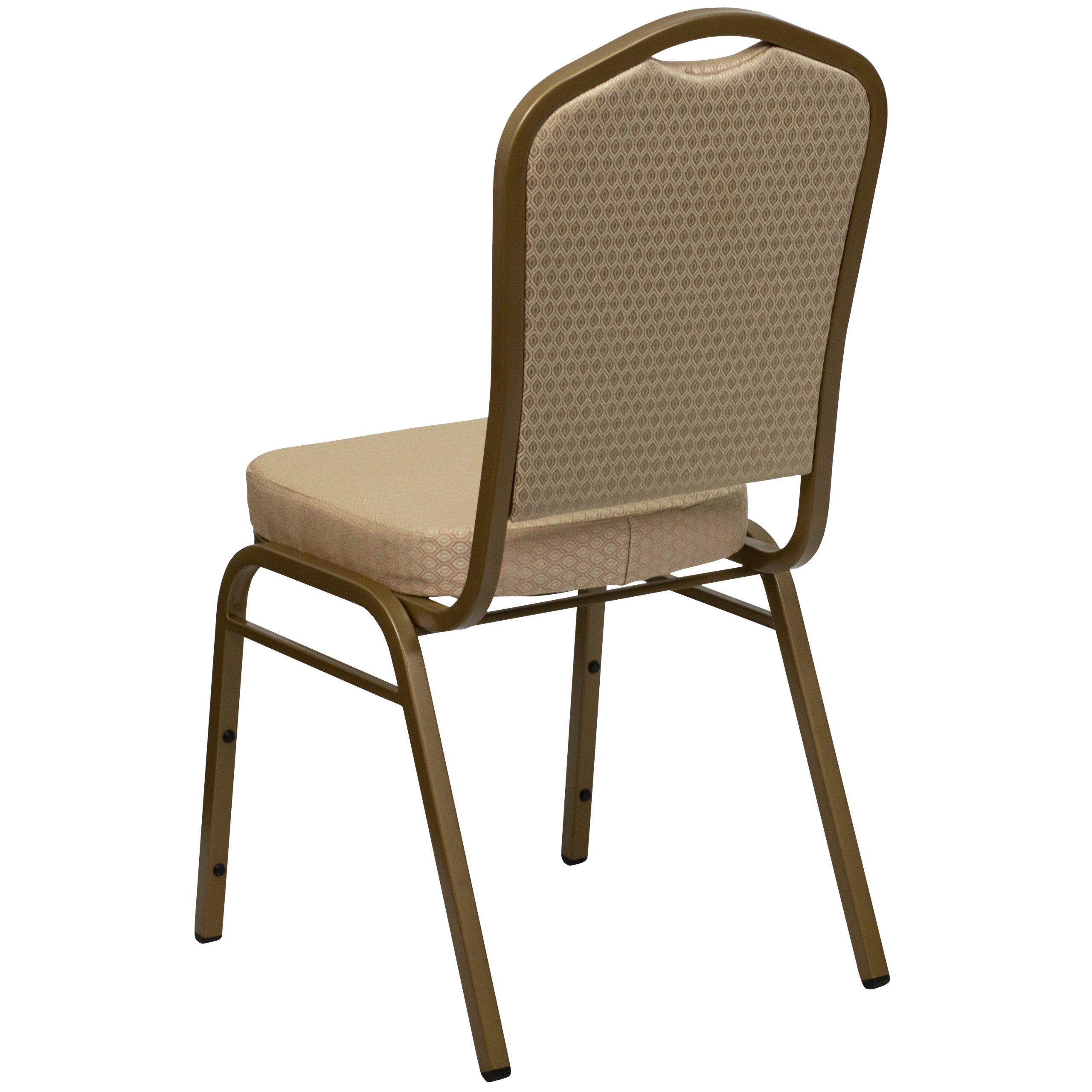 Flash Furniture HERCULES Series Beige Patterned Fabric Crown Back Stacking Banquet Chair with Gold Frame - Perfect for Weddings, Events & Conference Room Seating