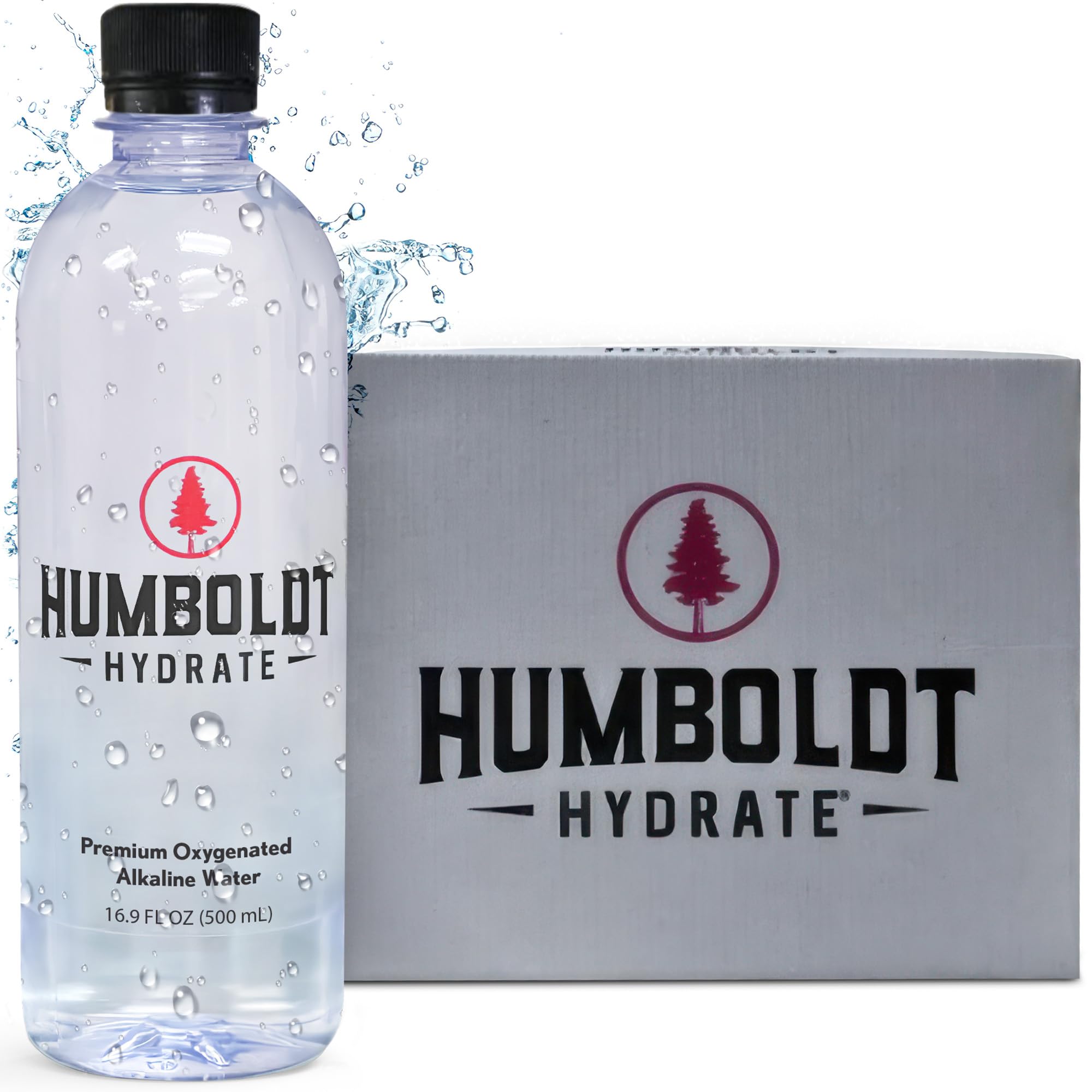 Humboldt Hydrate Alkaline Water 12 Pack - 16.9 FL OZ (500ML) BPA-Free Bottles with Electrolytes, 8+ pH for Smooth Clean Taste | Ionized, 99.9% Pure | Perfect for Hydration, Workouts & Daily Wellness