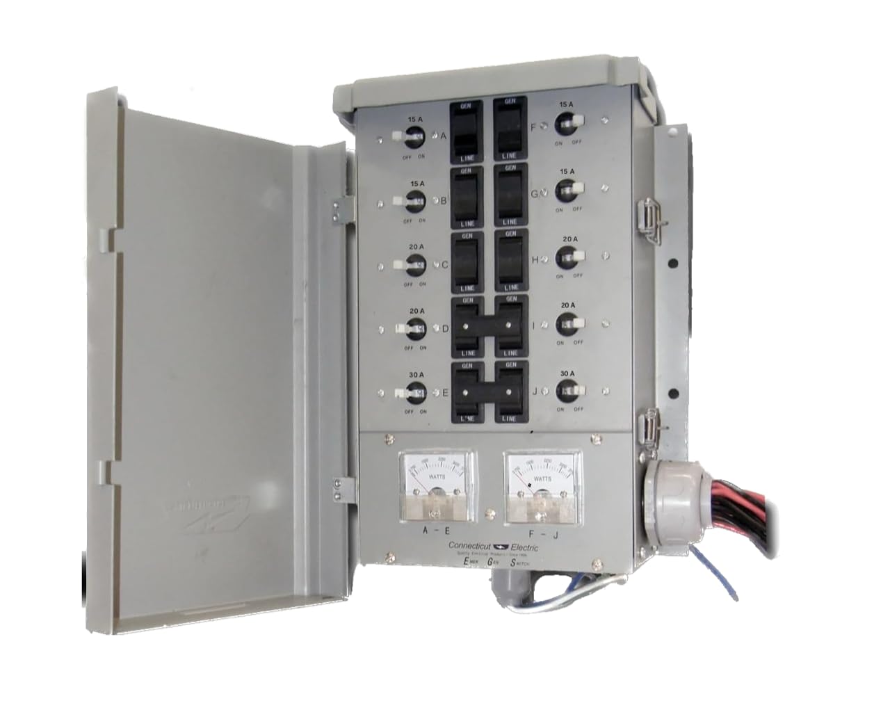 Connecticut Electric EmerGen 50 Amp Transfer Switch - 10-Circuit, 12500 Watts Generator Power Transfer Panel for Home Backup & Emergency Power Outages