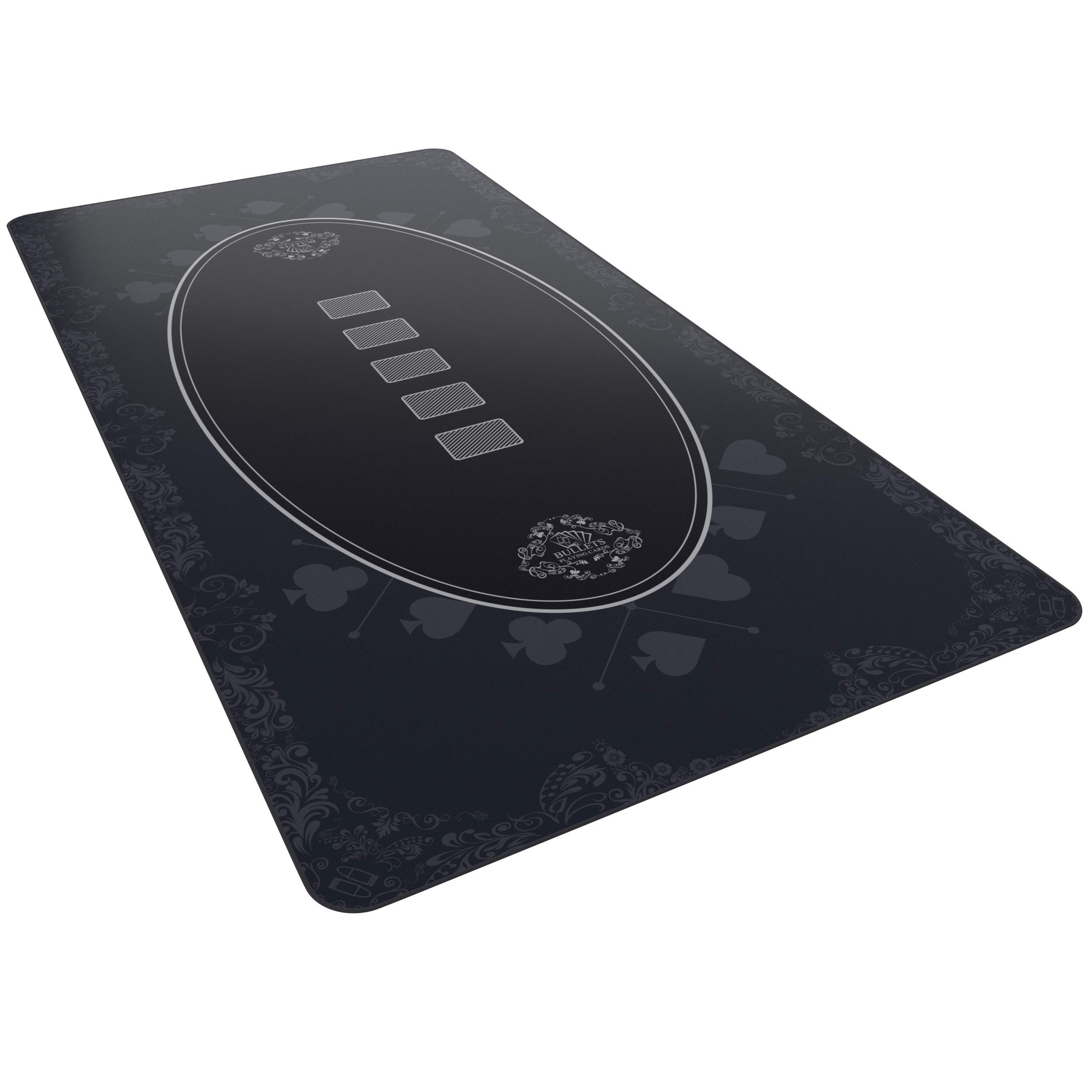 Premium Bullet Playing Cards Poker Table Mat - Durable Waterproof & Non-Slip Casino Surface with Sewn Edges - Perfect for Texas Hold'em, Blackjack & Game Nights - Includes Carrying Tube - 63