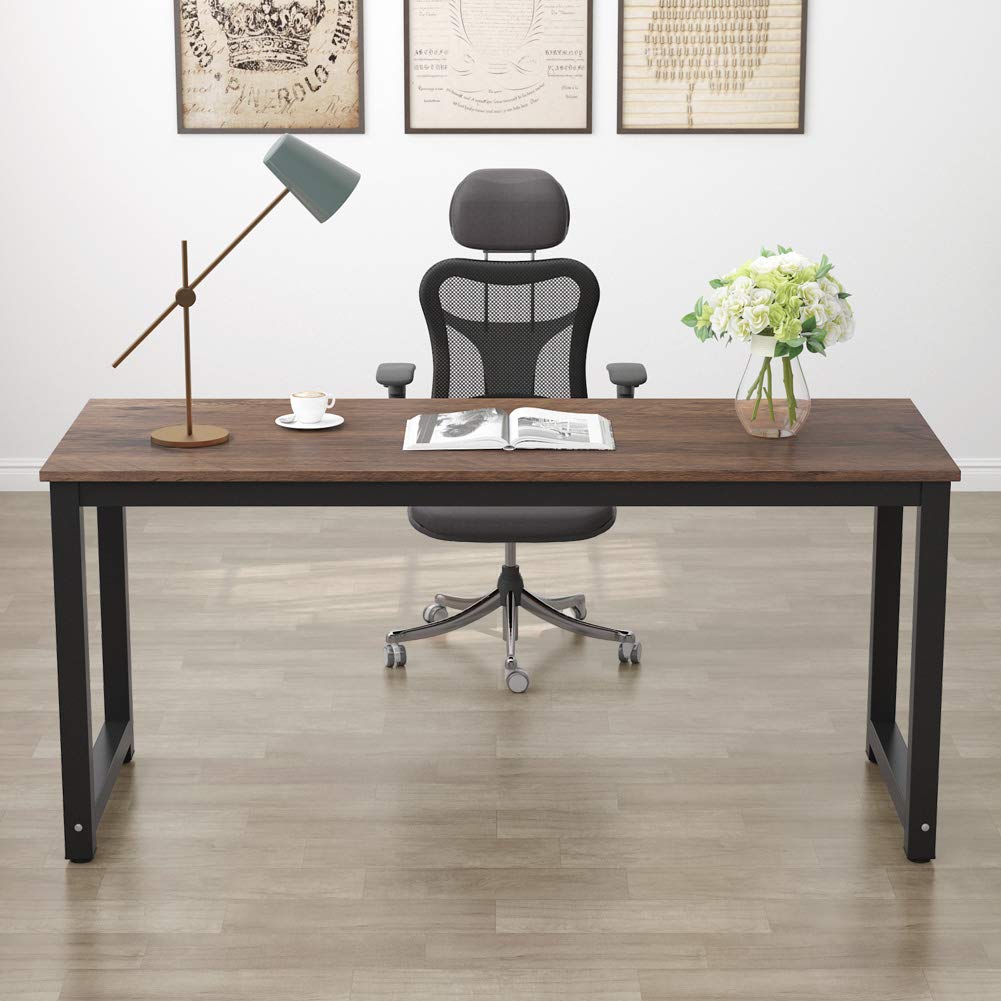 Tribesigns 63 Inch Large Computer Desk - Rustic Brown Office Desk for Home & Study, Sturdy Writing Workstation for Home Office, Perfect for Remote Work & Gaming Setup