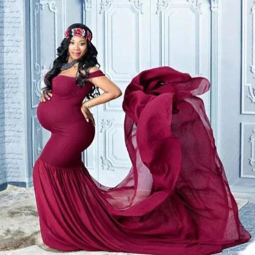 Ruffle One Shoulder Maternity Dress - 100% Pure Cotton, Solid Color Summer Photoshoot Dress for Pregnancy Photos, Baby Shower & Beach Maternity Wear