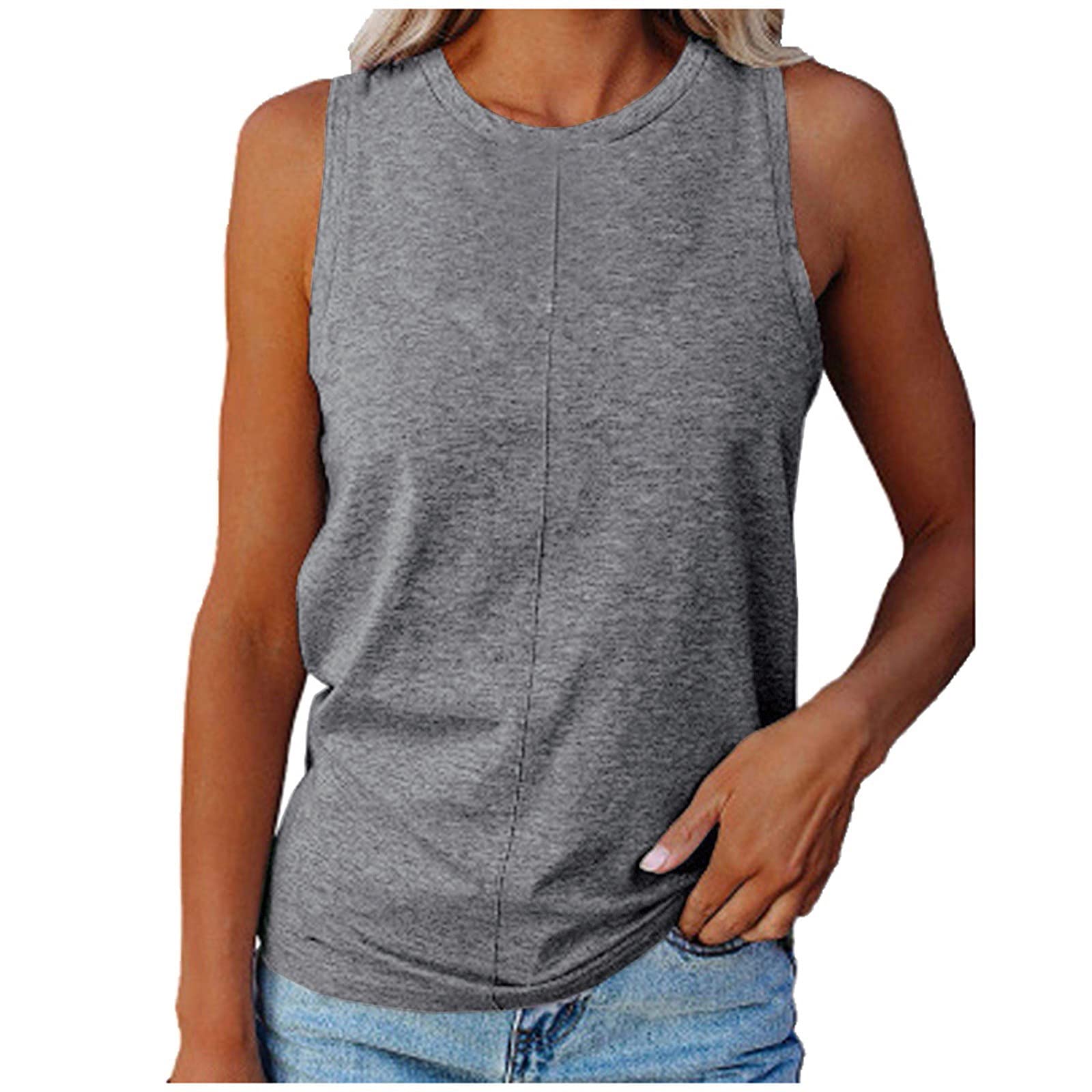 Women's Sleeveless Tank Tops - Comfortable Round Neck Solid Color Casual Vest Tops for Summer, Yoga, Gym, and Everyday Wear