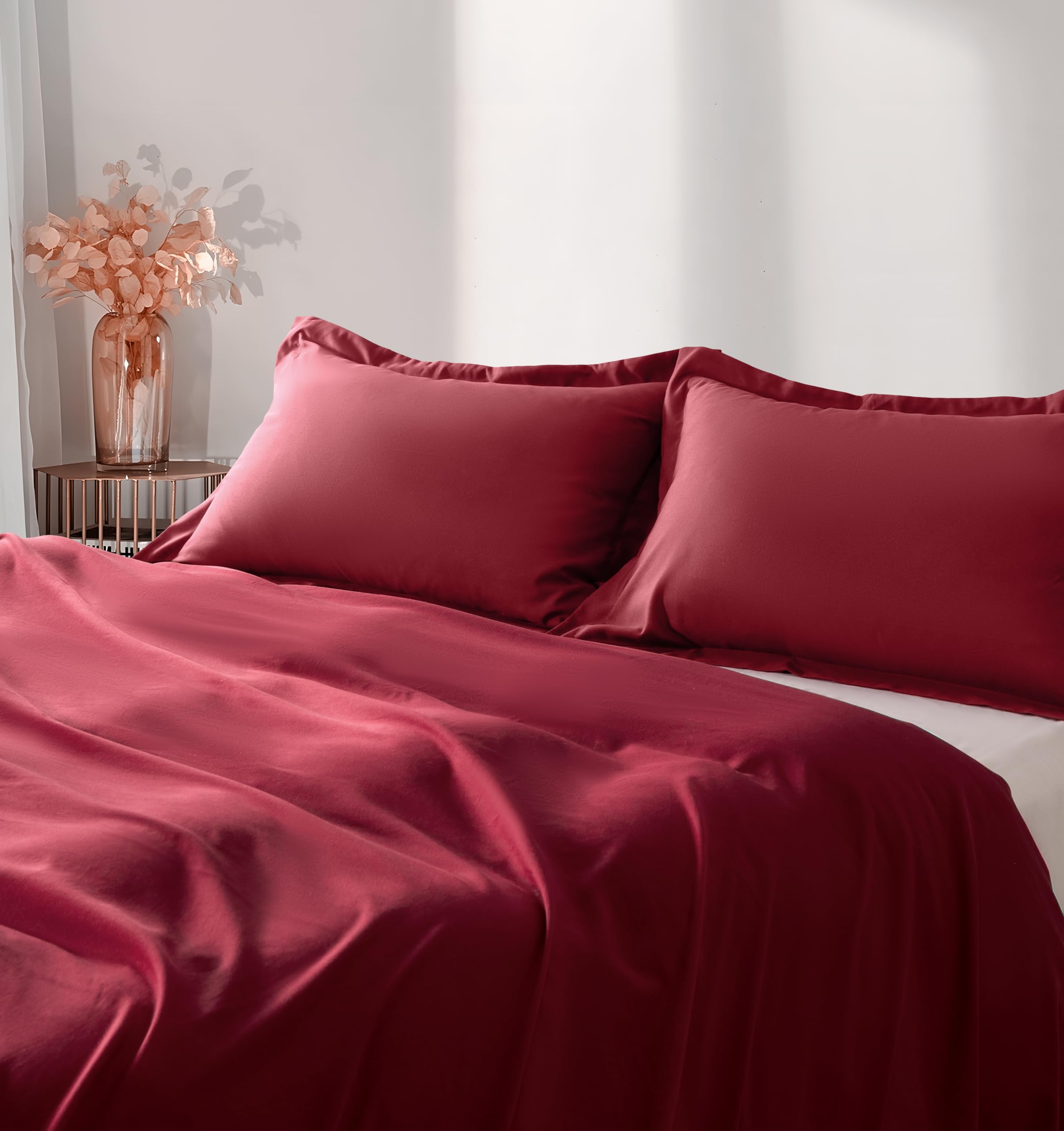 2 Pack 12x16 Inch Microfiber Pillow Cases - Soft Breathable Non-Shrinking Envelope Style with Wide Edge, Wine Red - Perfect for Toddler Beds, Travel & Home Decor