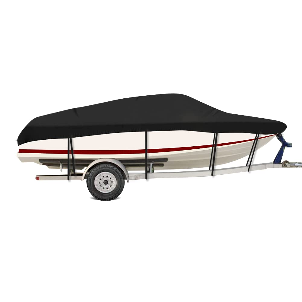 210D Marine Grade Trailerable Boat Cover - Lightweight Waterproof Protection for V-Hull, Tri-Hull, Runabouts & Bass Boats (Fits 17-19ft & 20-22ft) | Durable Commercial Boat Accessory for Trailering & Outdoor Storage