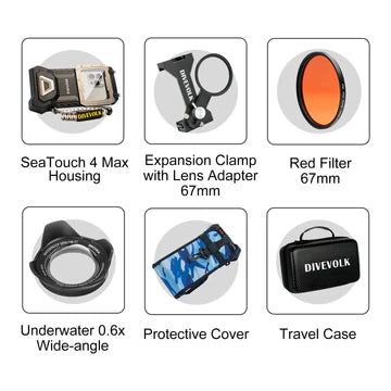 Divevolk SeaTouch 4 Max & 4 Max Plus Waterproof Touchscreen Underwater Housing for Scuba Diving, Snorkeling & Underwater Photography