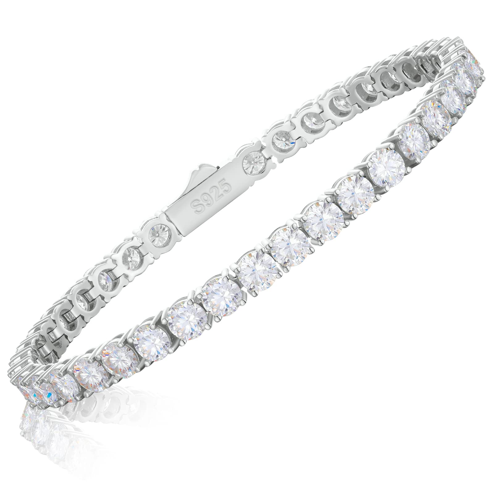 TUHE 1.92ct-21ct Lab Grown Moissanite Tennis Bracelet (2-5mm) | 18k Gold Plated 925 Sterling Silver | D Color VVS1 Round Cut Diamond Bracelet for Women & Men | Elegant Jewelry Gift for Mother's Day, Anniversary, Wedding & Special Occasions