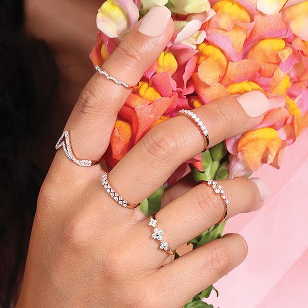 14K Rose Gold Double Row Diamond Eternity Band Ring for Women - Perfect for Anniversaries, Weddings & Special Occasions