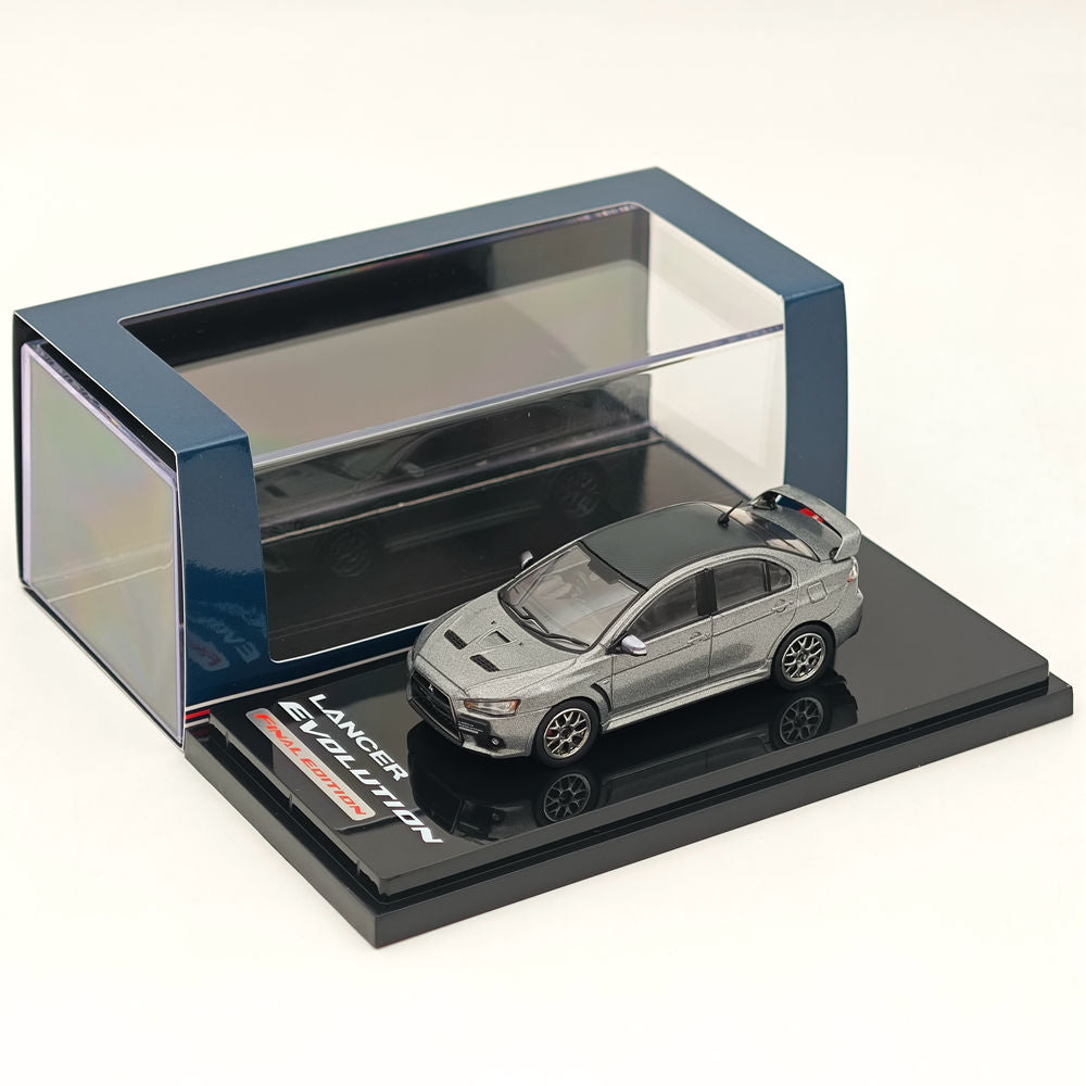 1/64 Scale Mitsubishi Lancer Evolution X Final Edition Diecast Model Car - Gray with Carbon Roof | Collectible Hobby Japan Miniature Vehicle for Display & Racing Enthusiasts | Perfect for Car Collections, Diorama Scenes & Gift Giving