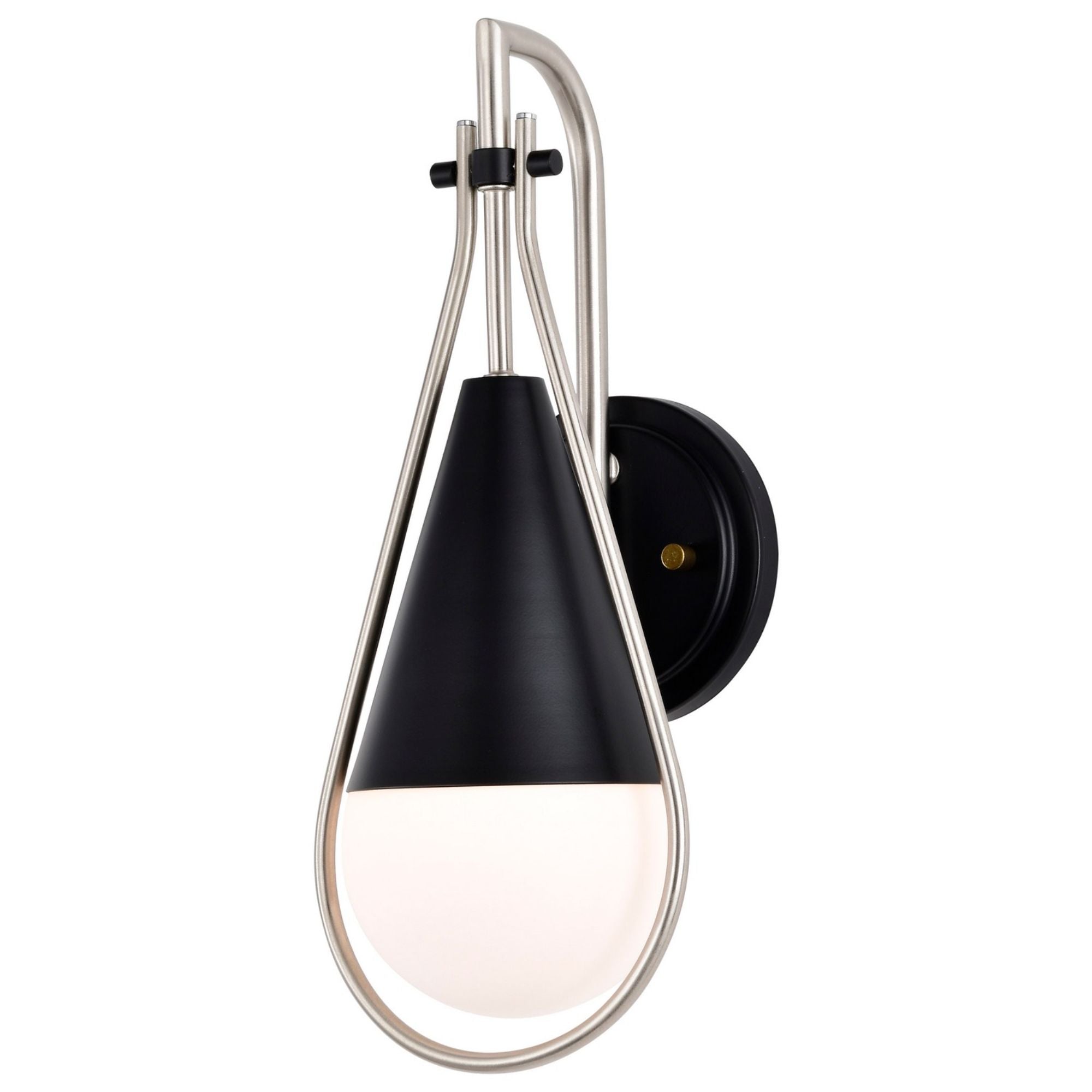 Admiral 15 Inch Wall Sconce Light Fixture - Matte Black & Brushed Nickel Finish - Modern Indoor/Outdoor Wall Lighting for Bedroom, Hallway, Porch, and Patio
