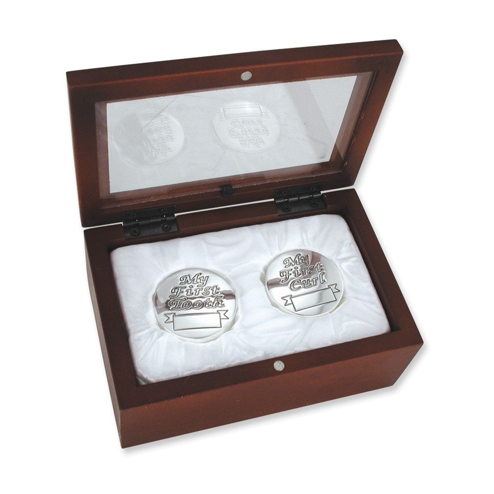 Baby's First Curl & First Tooth Keepsake Box - Rosewood Silver Memory Box for Newborn Milestones | Perfect Baby Shower Gift & Christening Present